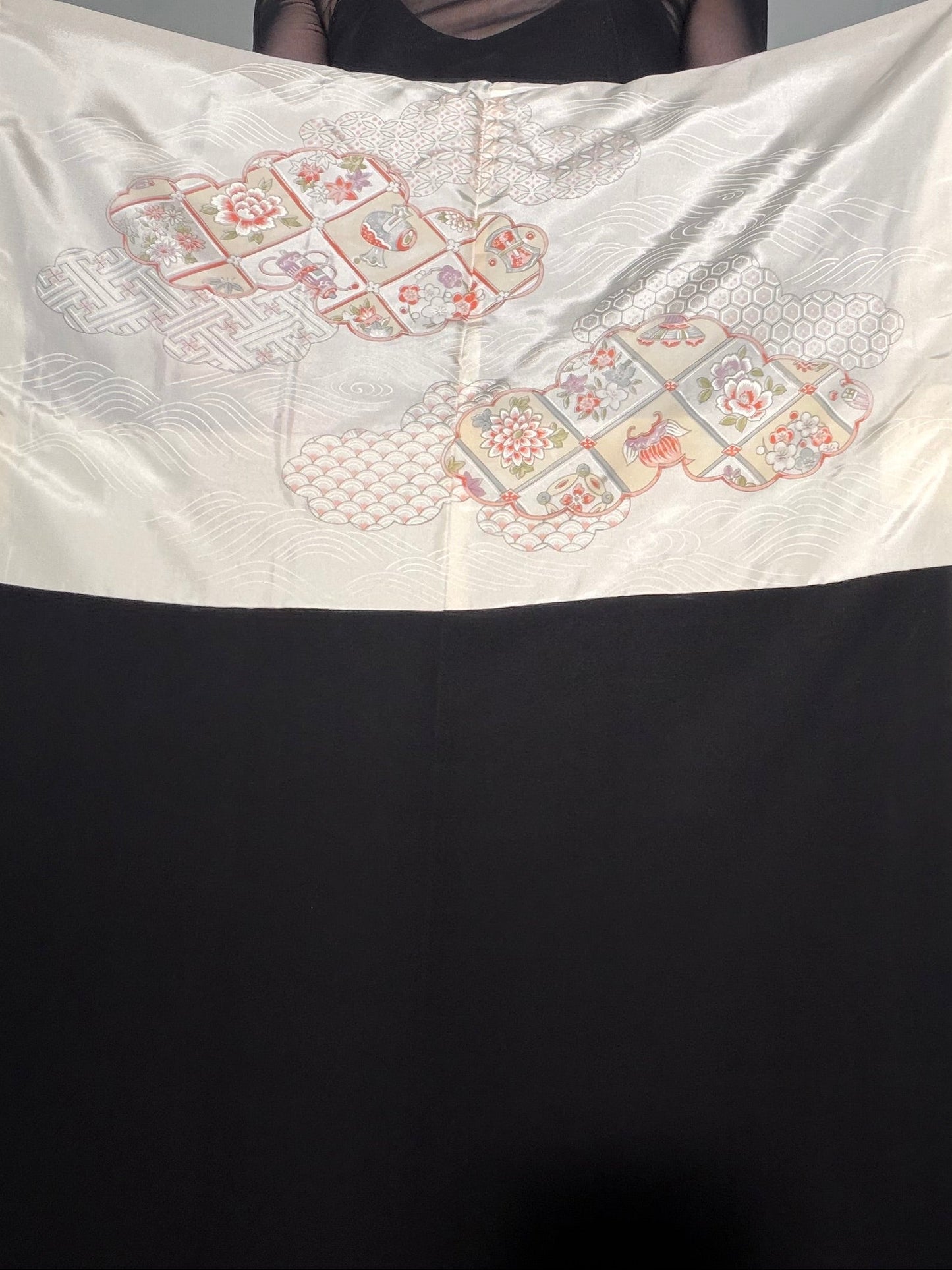 VINTAGE BLACK HAORI  "inside-traditional, turu, BLK191"