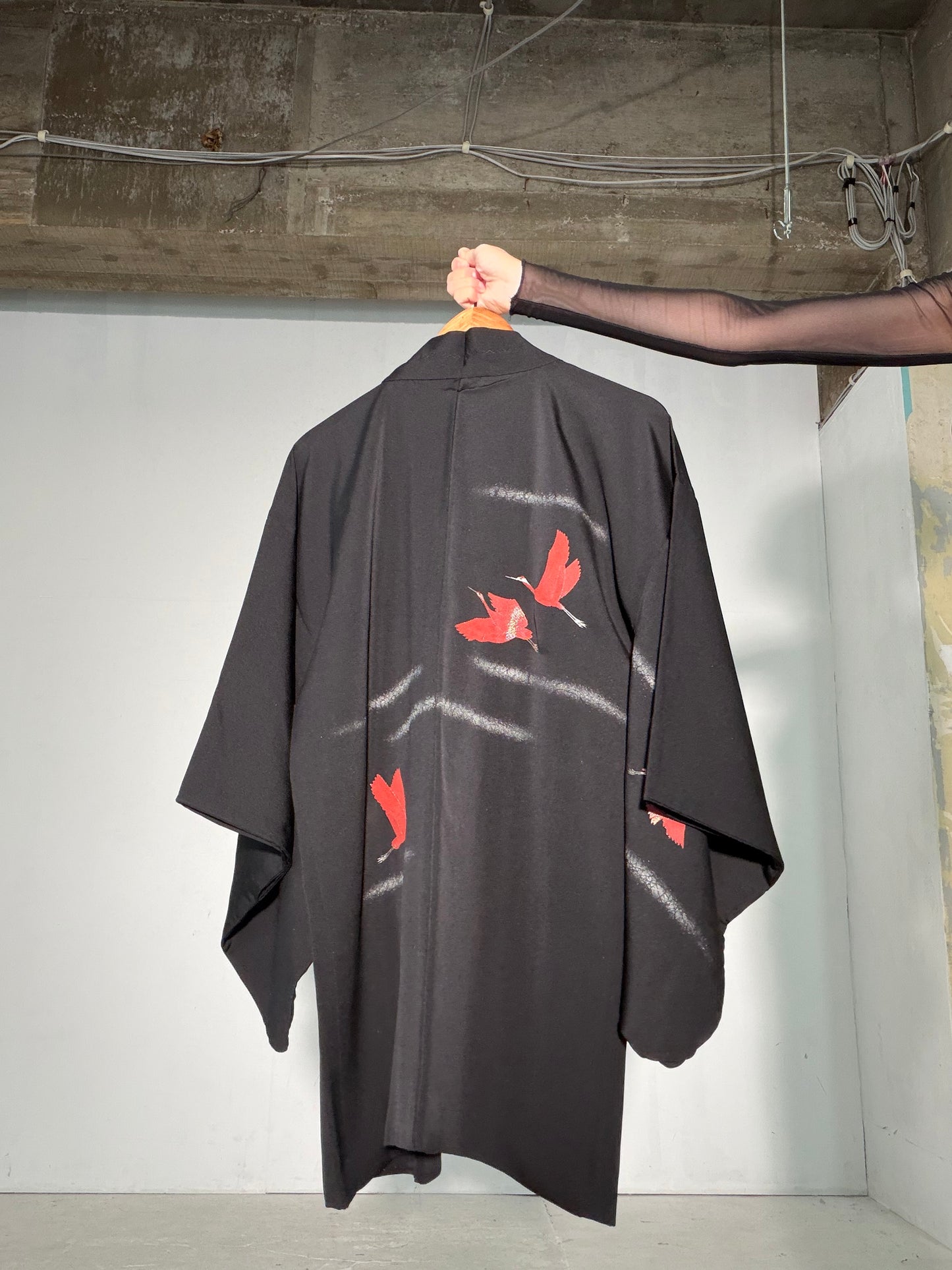 VINTAGE BLACK HAORI  "inside-traditional, turu, BLK191"