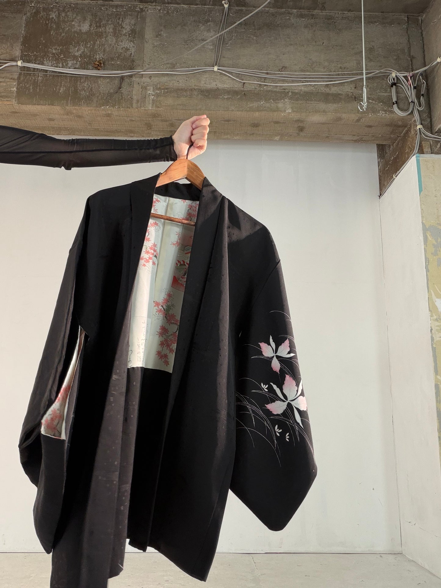 VINTAGE BLACK HAORI  "inside-autumn, BLK189"