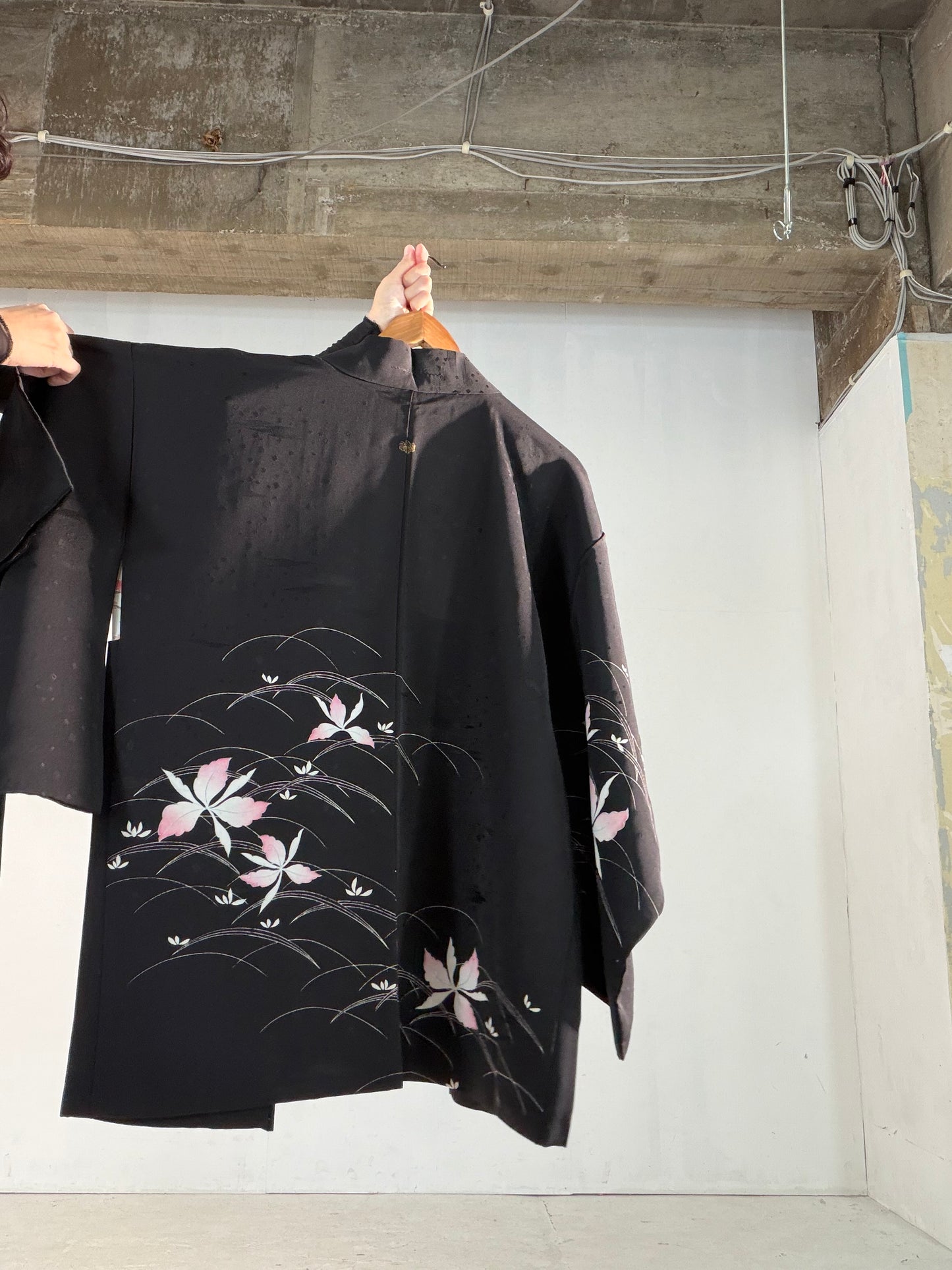 VINTAGE BLACK HAORI  "inside-autumn, BLK189"