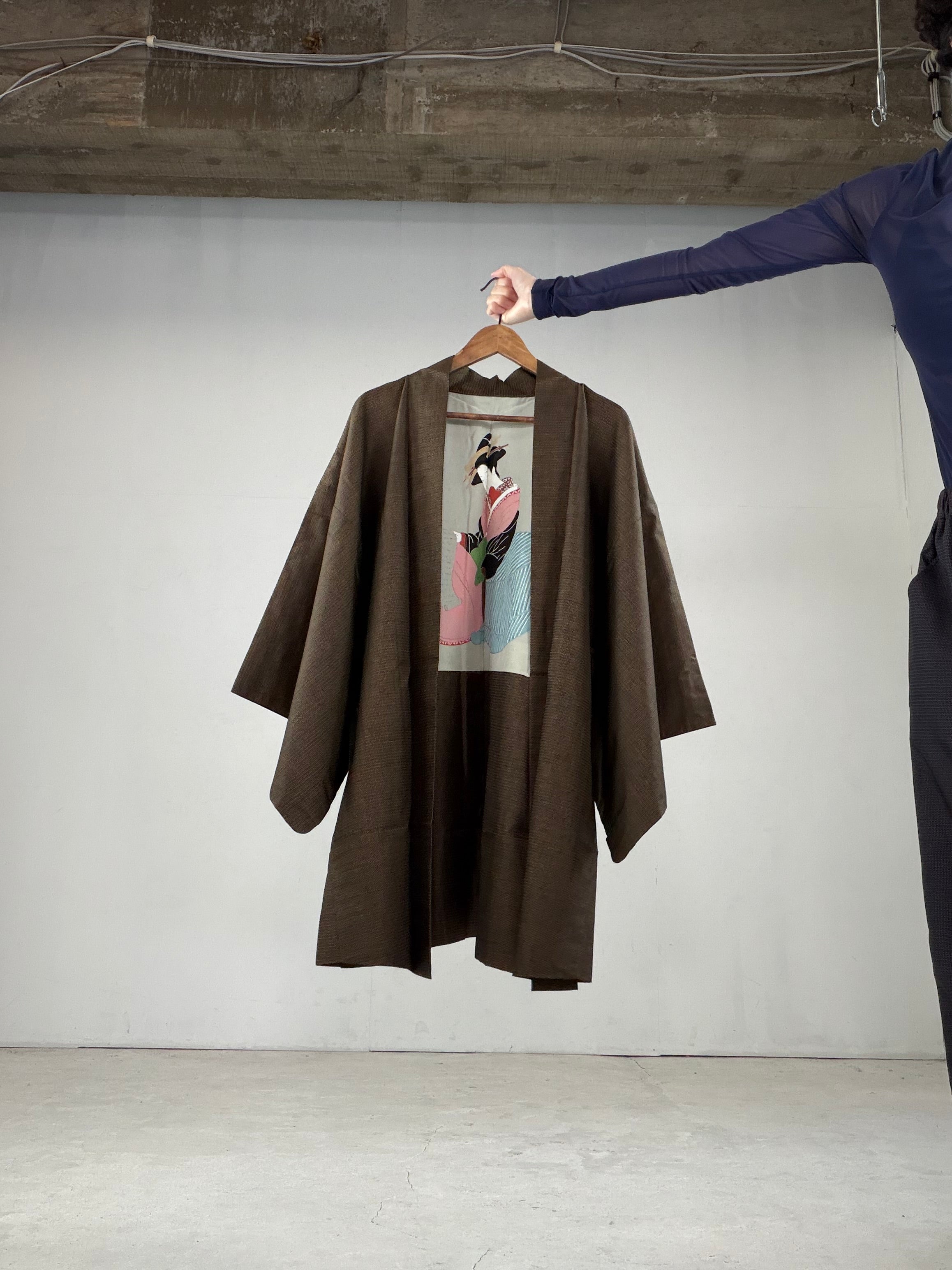 Oshima Tsumugi HAORI and KIMONO elastic waist pants upcycled from