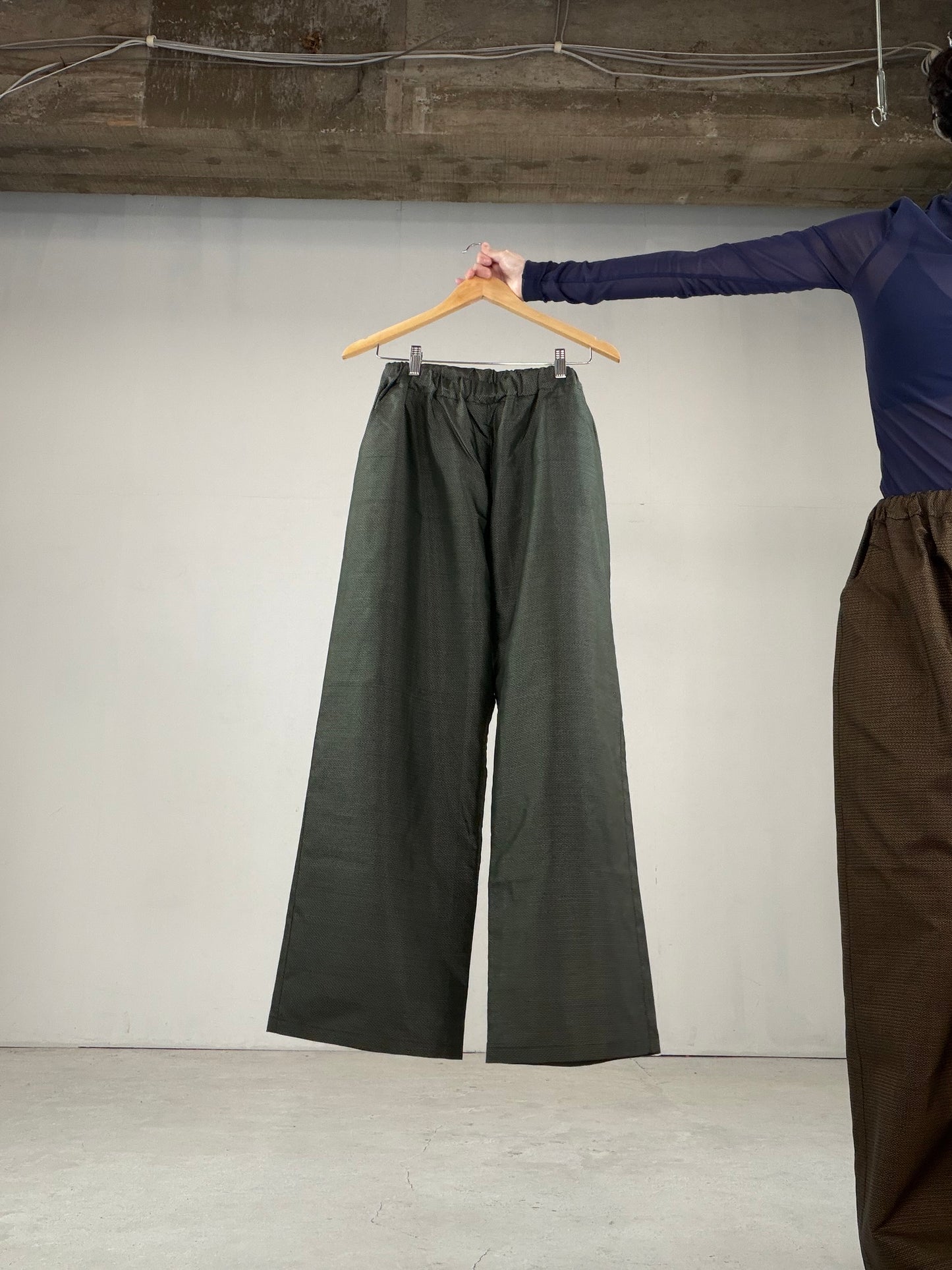 Oshima Tsumugi HAORI  and KIMONO elastic waist pants upcycled from Japanese kimono"ASB005"