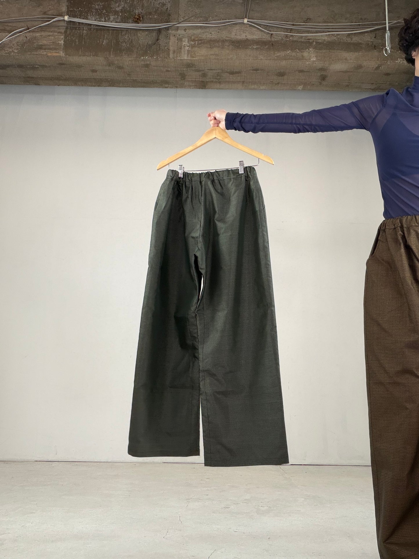 Oshima Tsumugi HAORI  and KIMONO elastic waist pants upcycled from Japanese kimono"ASB005"