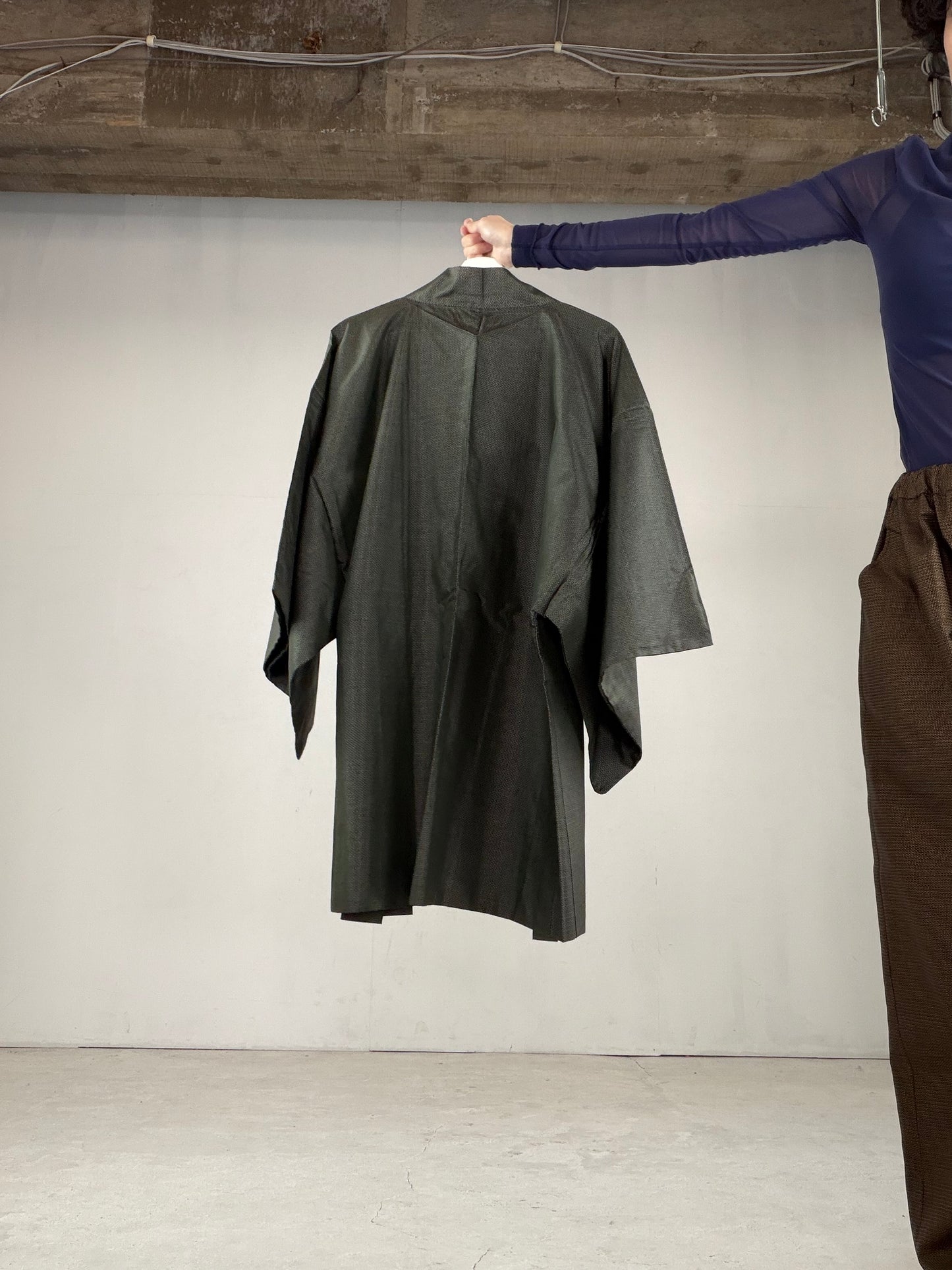 Oshima Tsumugi HAORI  and KIMONO elastic waist pants upcycled from Japanese kimono"ASB005"