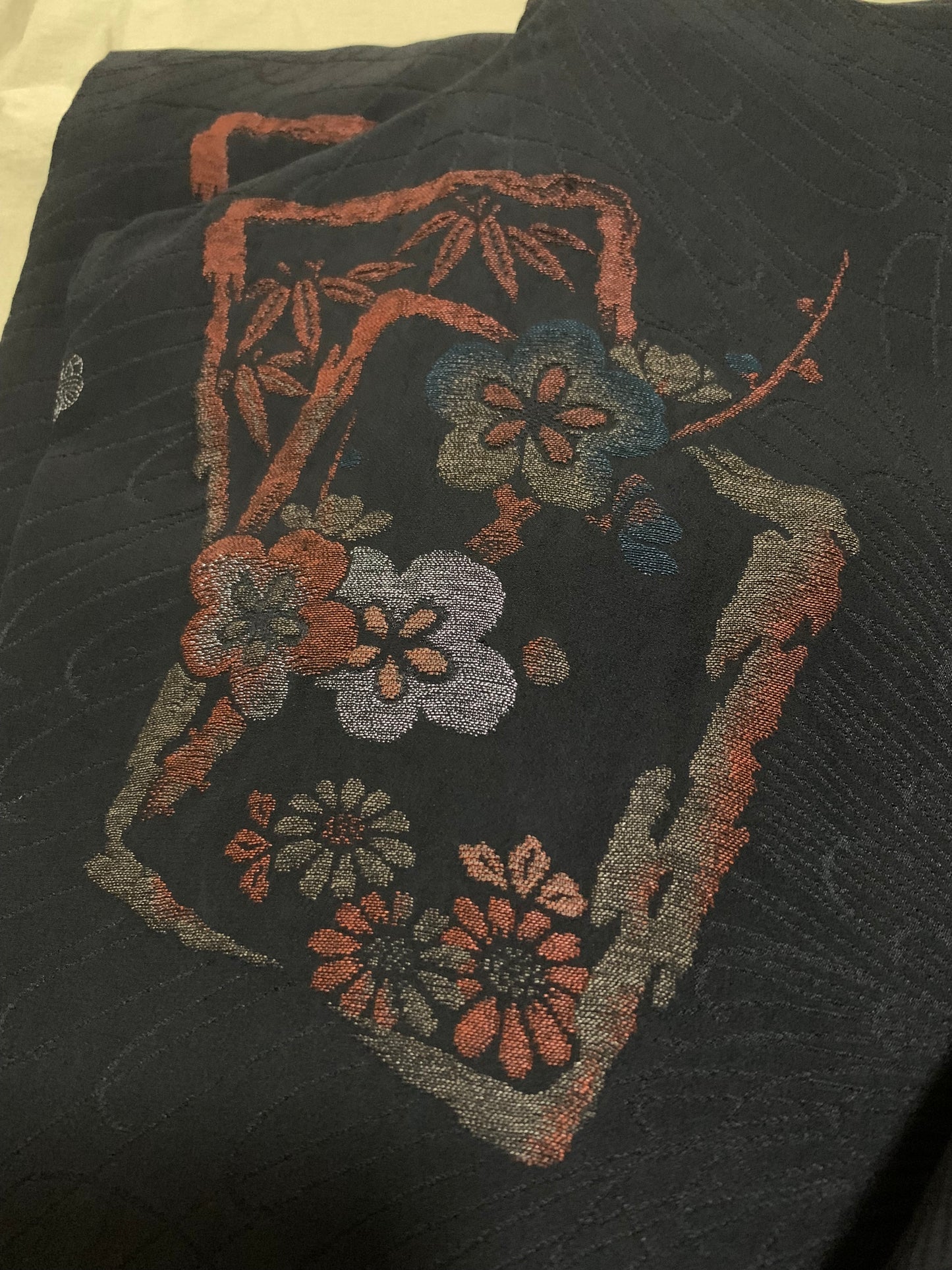 VINTAGE BLACK HAORI "antique, good condition, kamon"