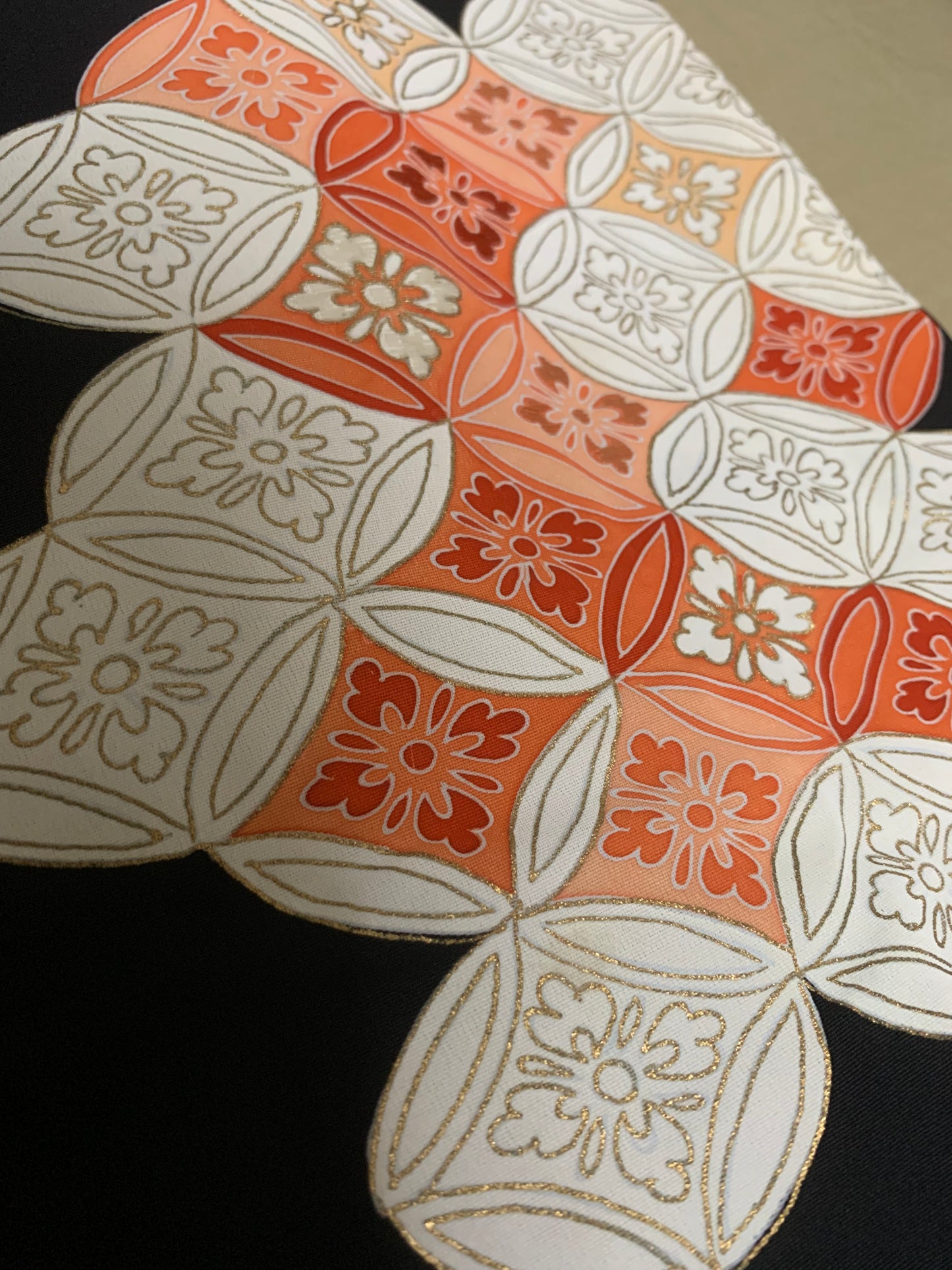 VINTAGE BLACK HAORI "shippo, beautiful inner pattern"