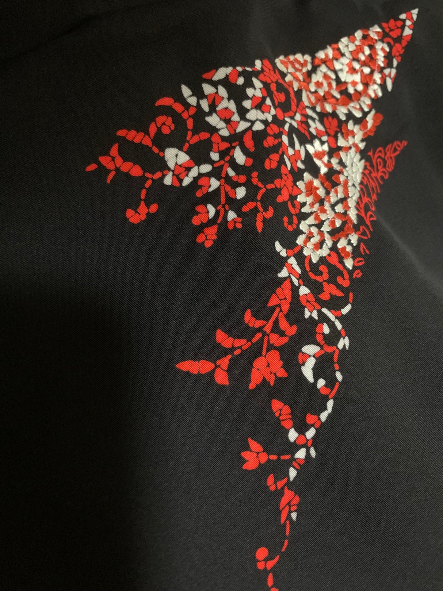 VINTAGE BLACK HAORI "inside-itoguruma, red"