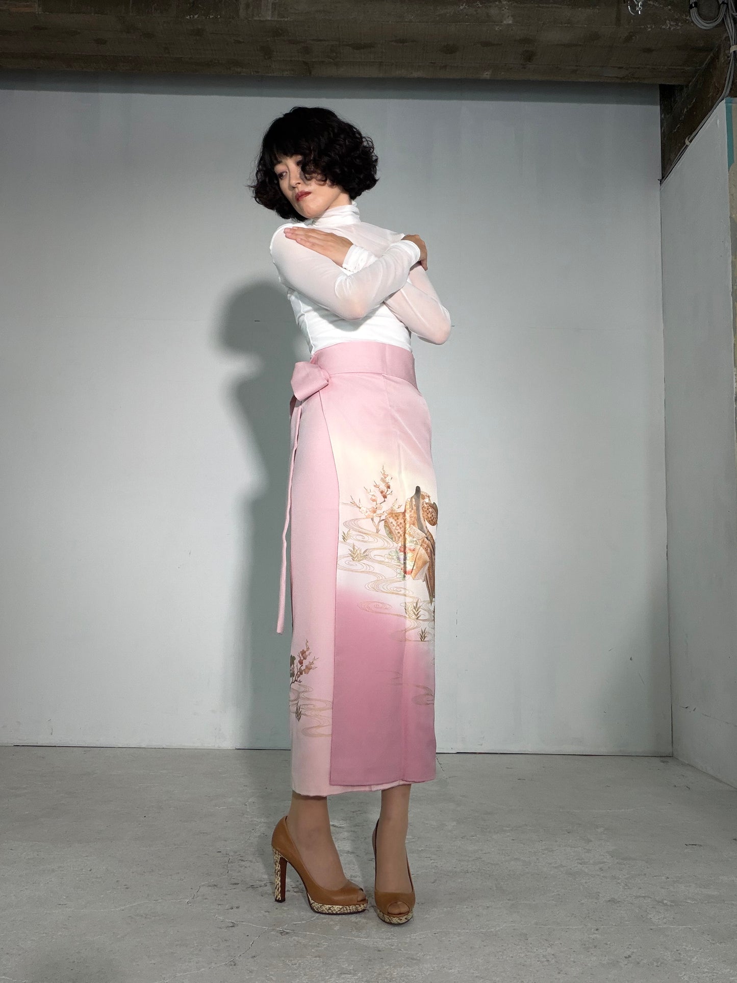 IROTOME SKIRT UPCYCLED FROM JAPANESE KIMONO "IRO135"