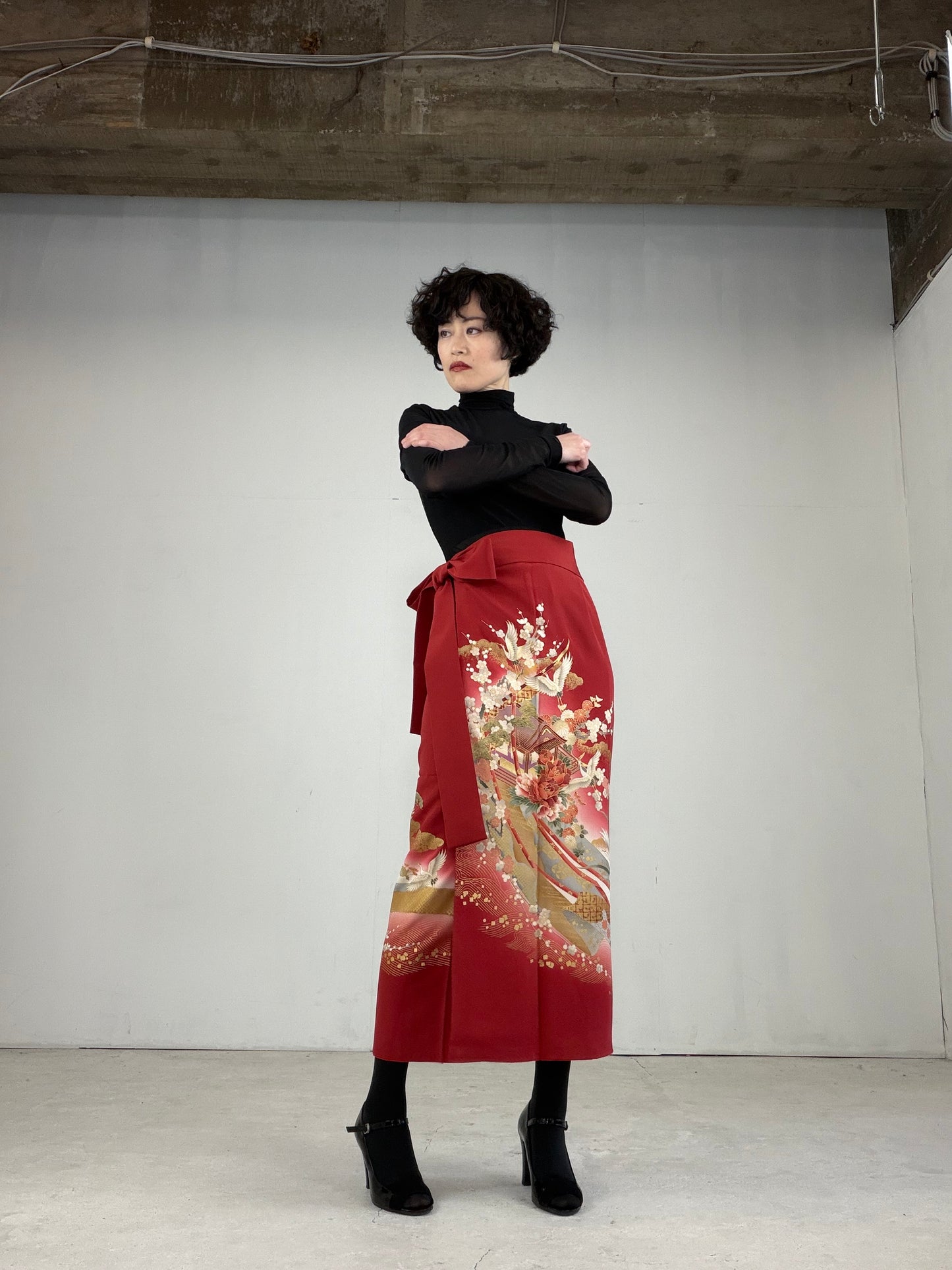 IROTOME SKIRT UPCYCLED FROM JAPANESE KIMONO "IRO121"
