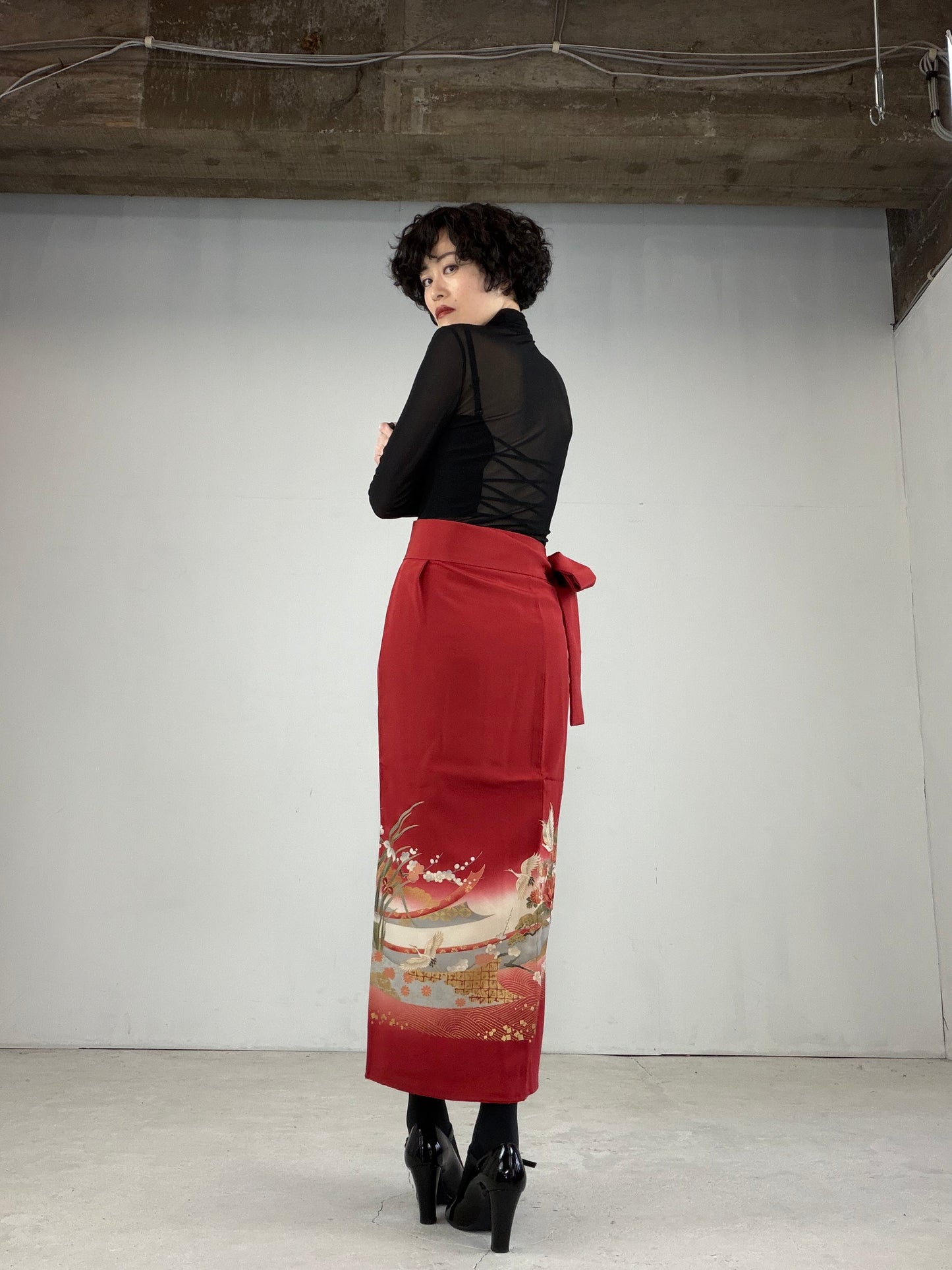 IROTOME SKIRT UPCYCLED FROM JAPANESE KIMONO "IRO121"