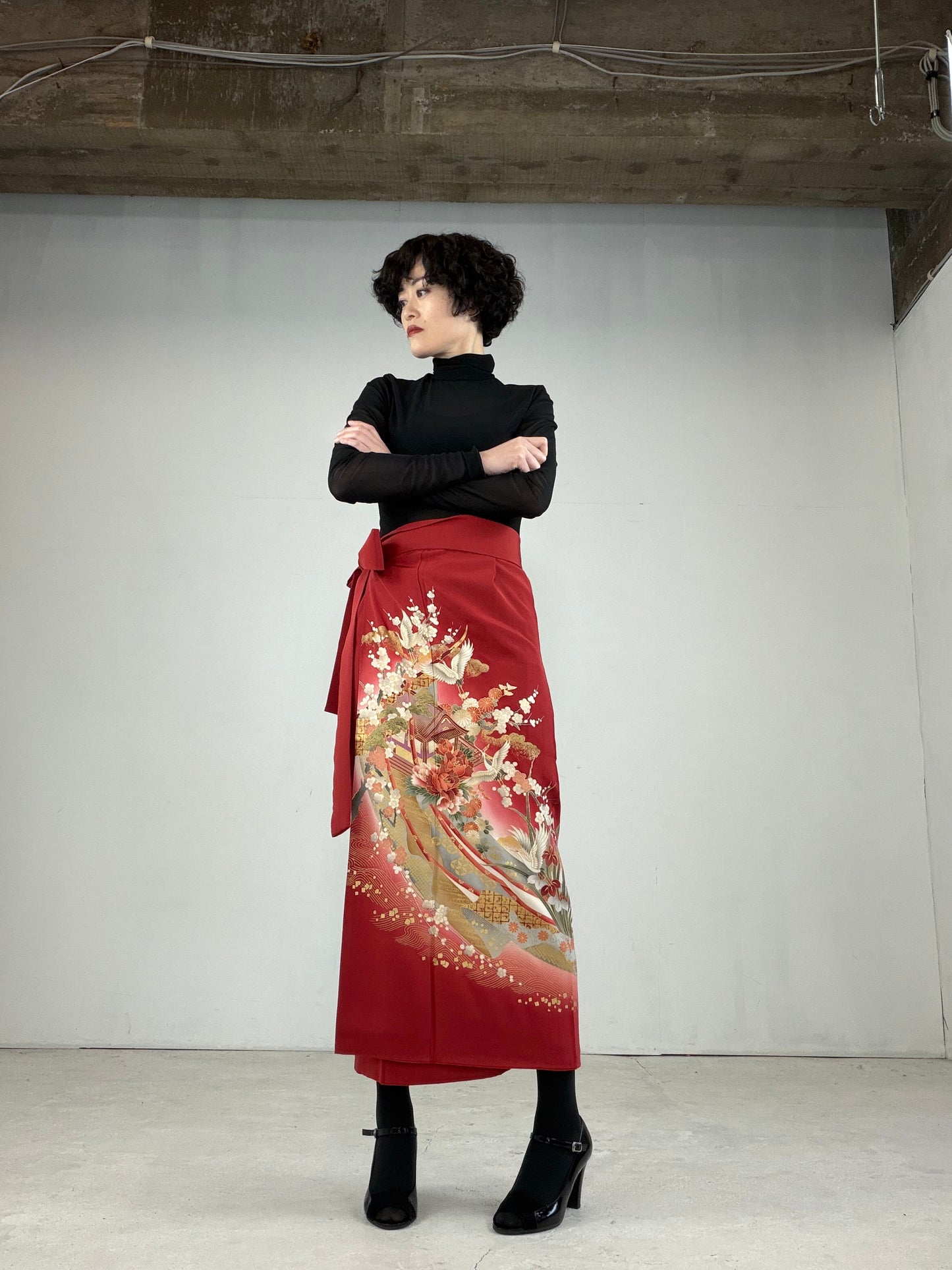 IROTOME SKIRT UPCYCLED FROM JAPANESE KIMONO "IRO121"