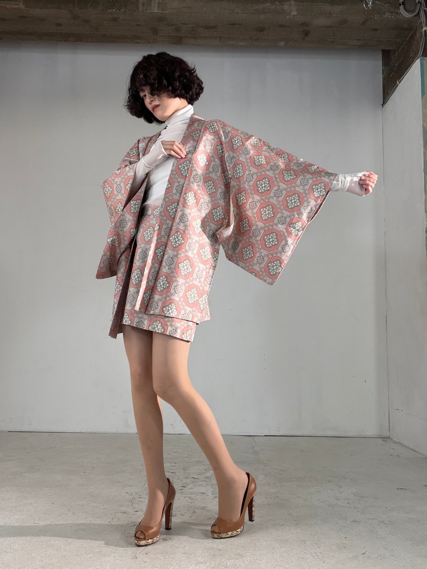 Vintage Tsumugi Haori & Kimono Skirt Set "AIC003" — Upcycled from Japanese Kimono