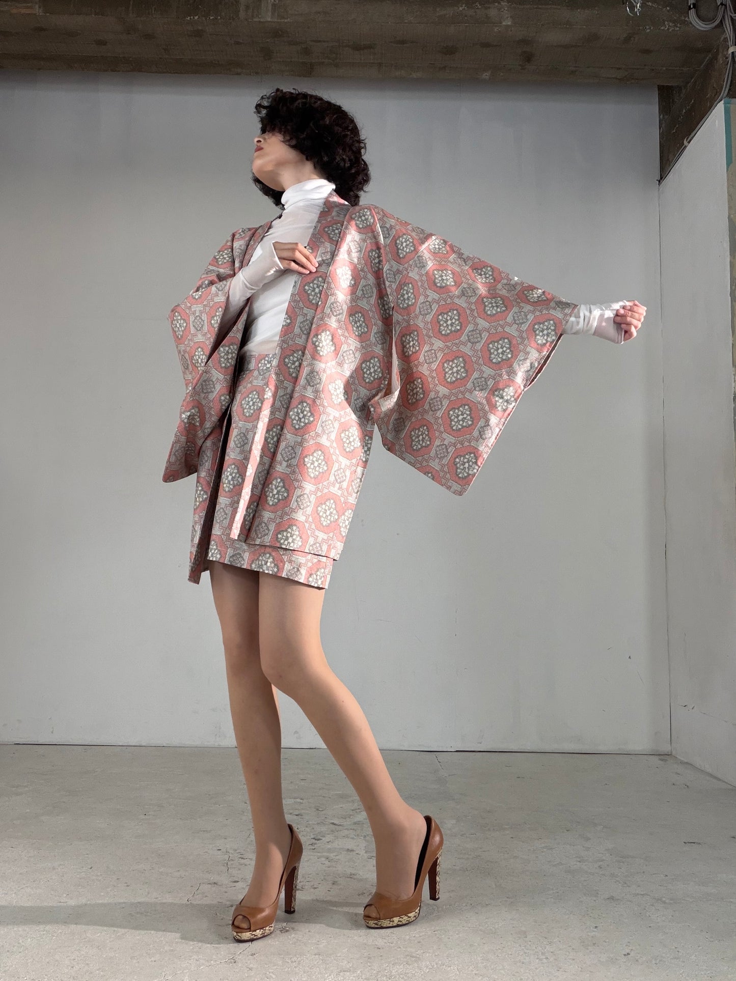 Vintage Tsumugi Haori & Kimono Skirt Set "AIC003" — Upcycled from Japanese Kimono