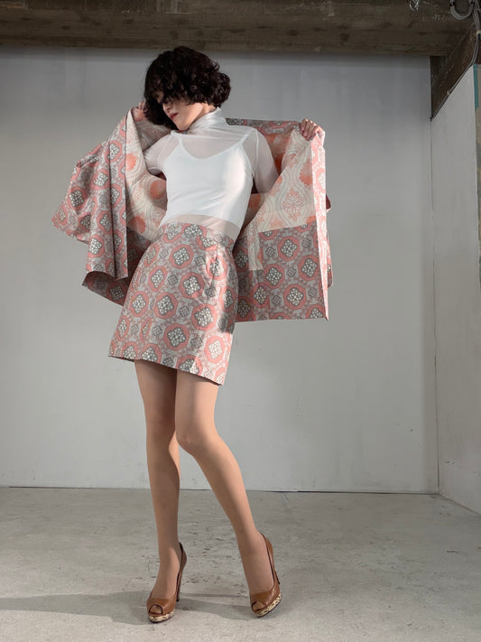 Vintage Tsumugi Haori & Kimono Skirt Set "AIC003" — Upcycled from Japanese Kimono