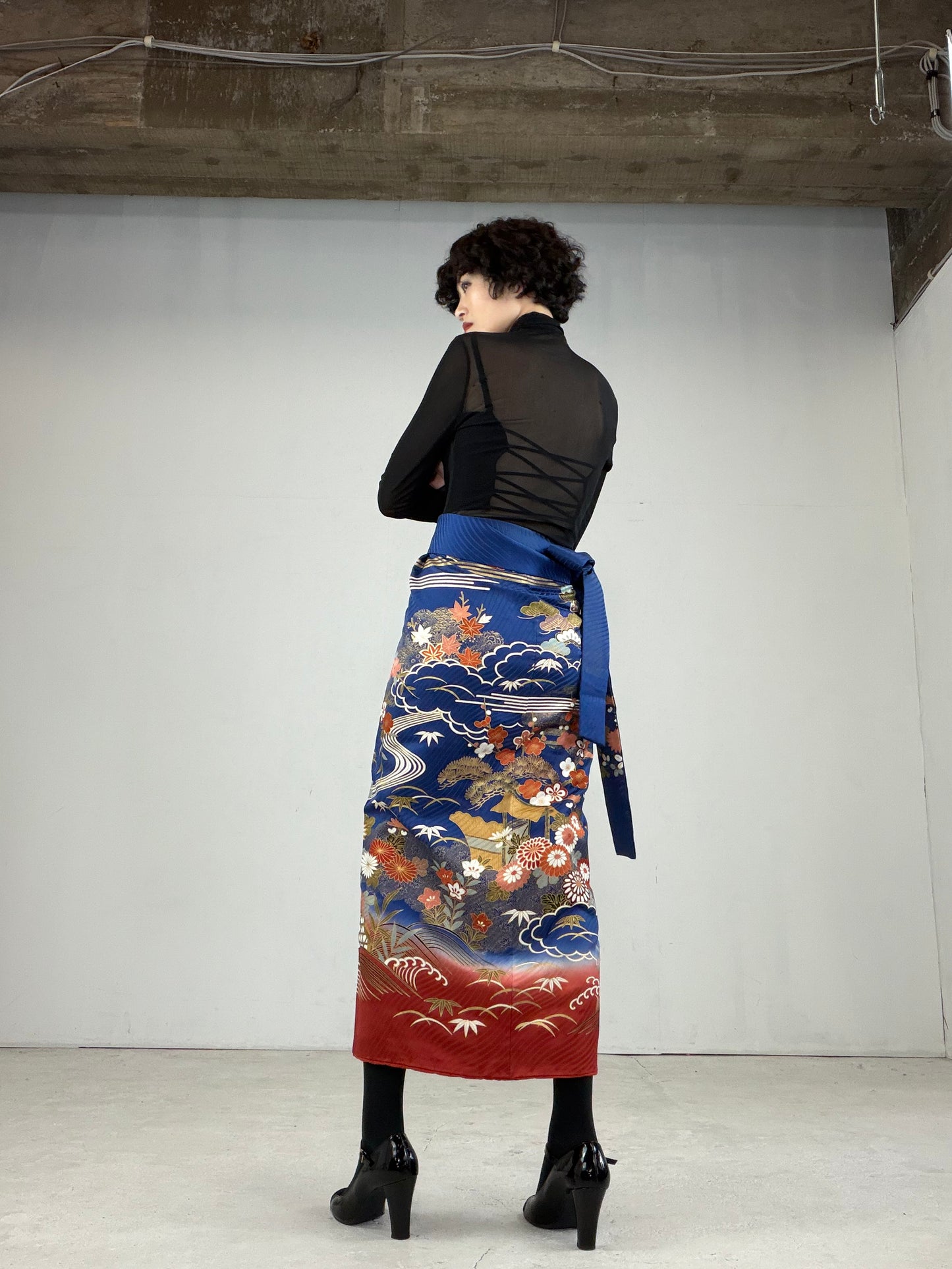 IROTOME SKIRT UPCYCLED FROM JAPANESE KIMONO "IRO120"