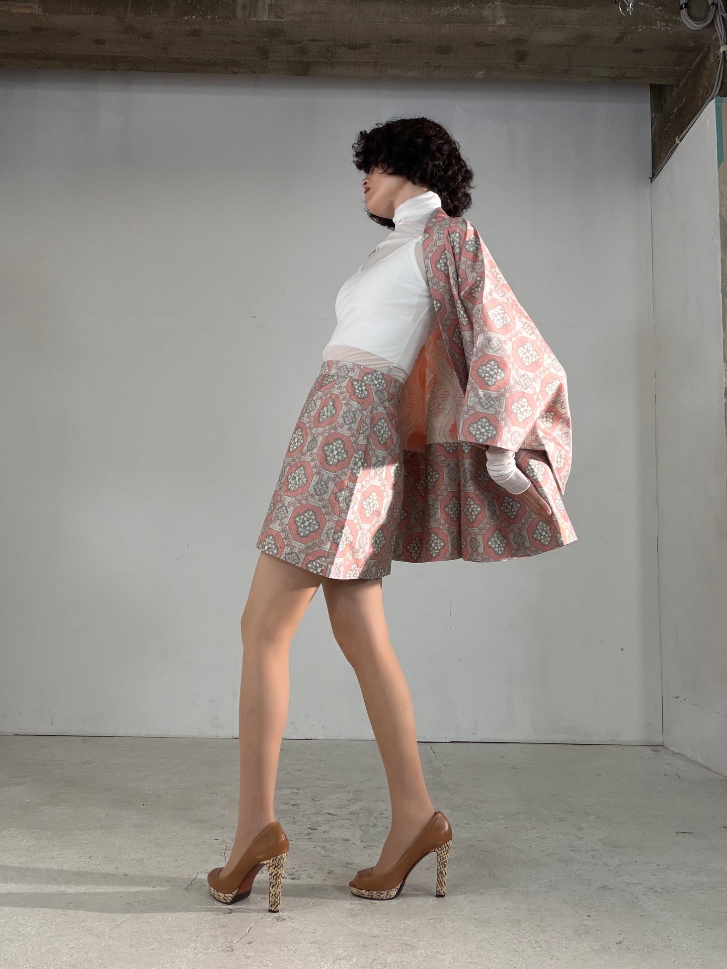 Vintage Tsumugi Haori & Kimono Skirt Set "AIC003" — Upcycled from Japanese Kimono