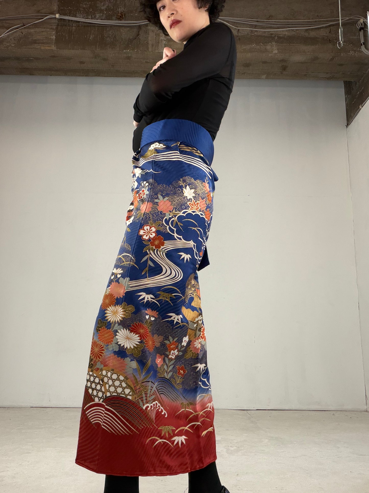 IROTOME SKIRT UPCYCLED FROM JAPANESE KIMONO "IRO120"