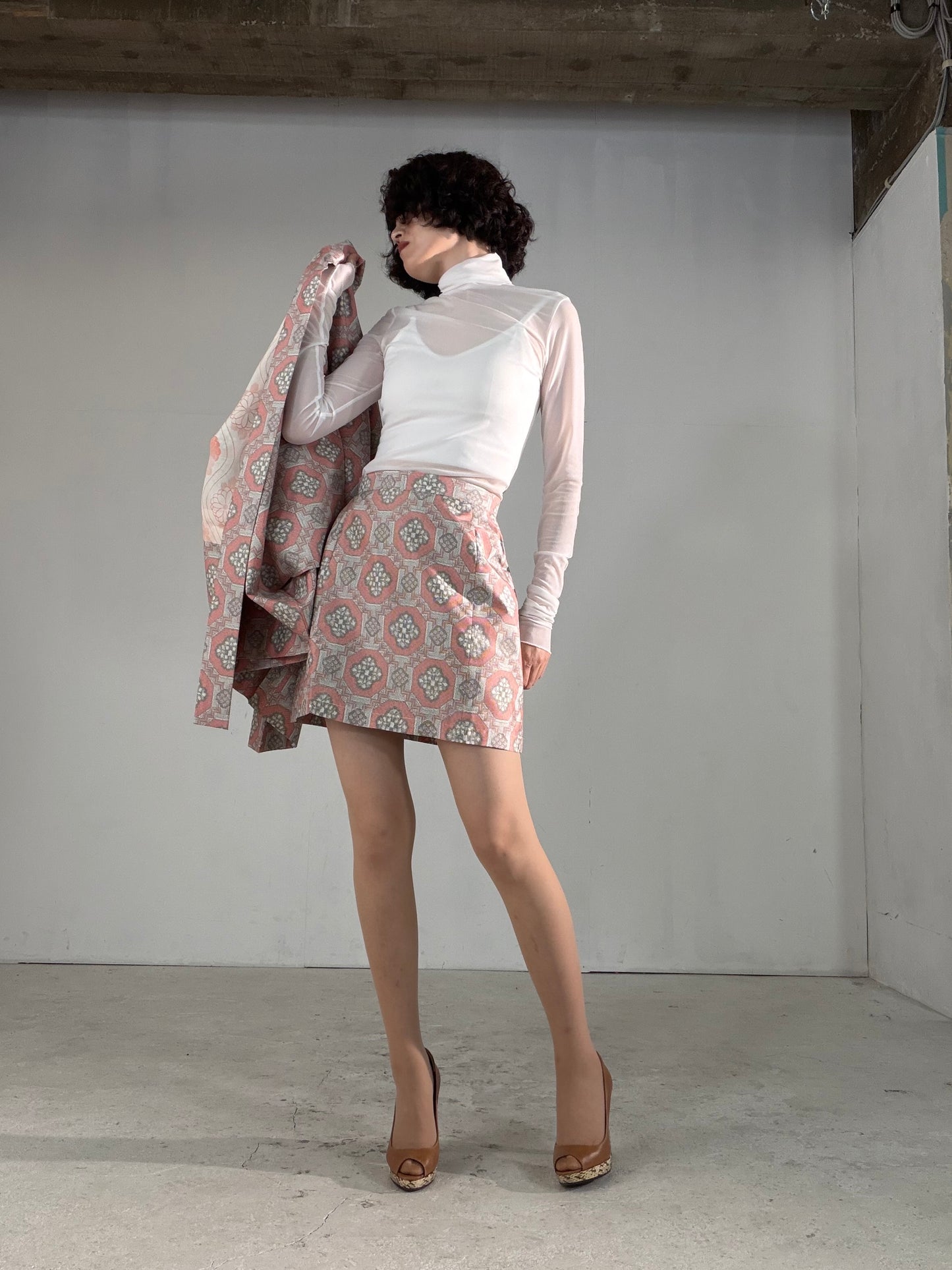 Vintage Tsumugi Haori & Kimono Skirt Set "AIC003" — Upcycled from Japanese Kimono