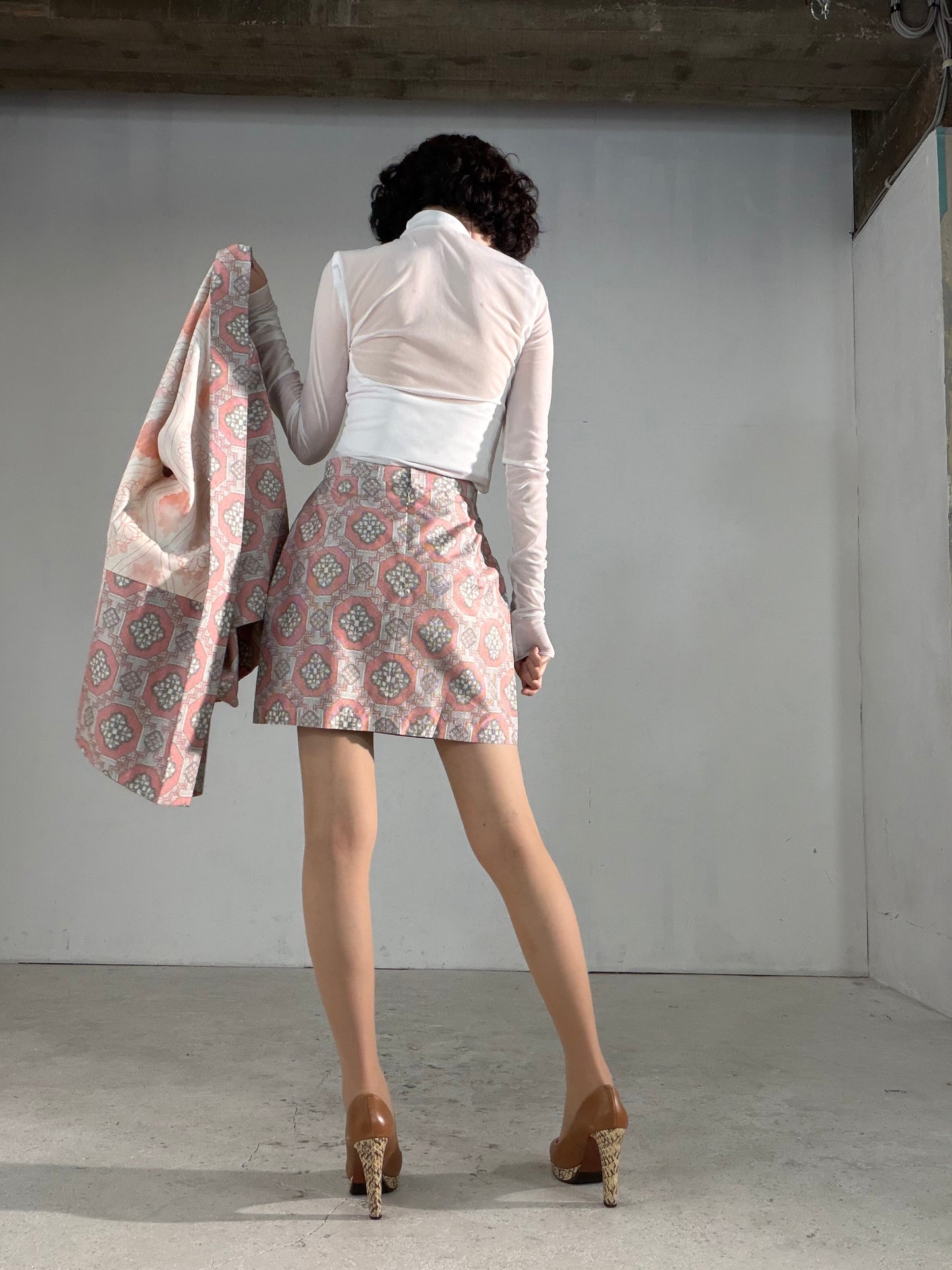 Vintage Tsumugi Haori & Kimono Skirt Set "AIC003" — Upcycled from Japanese Kimono