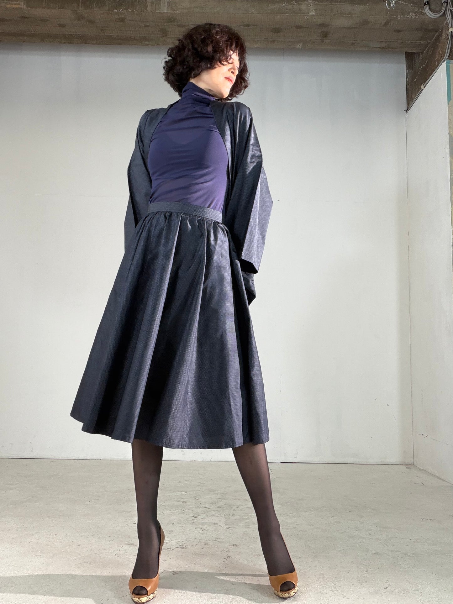 Vintage Tsumugi Haori & Kimono Skirt Set "AIC001" — Upcycled from Japanese Kimono