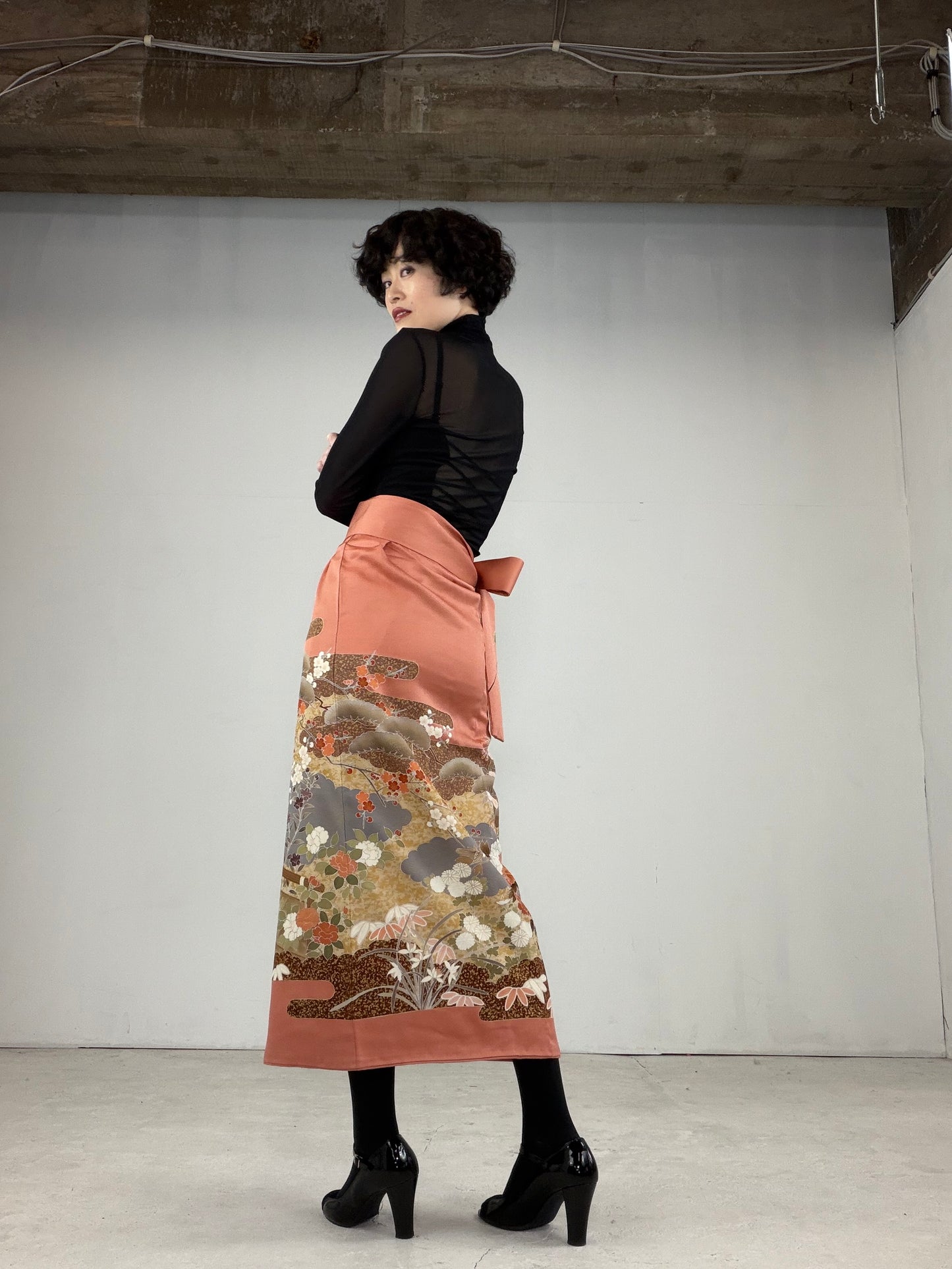 IROTOME SKIRT UPCYCLED FROM JAPANESE KIMONO "IRO115"