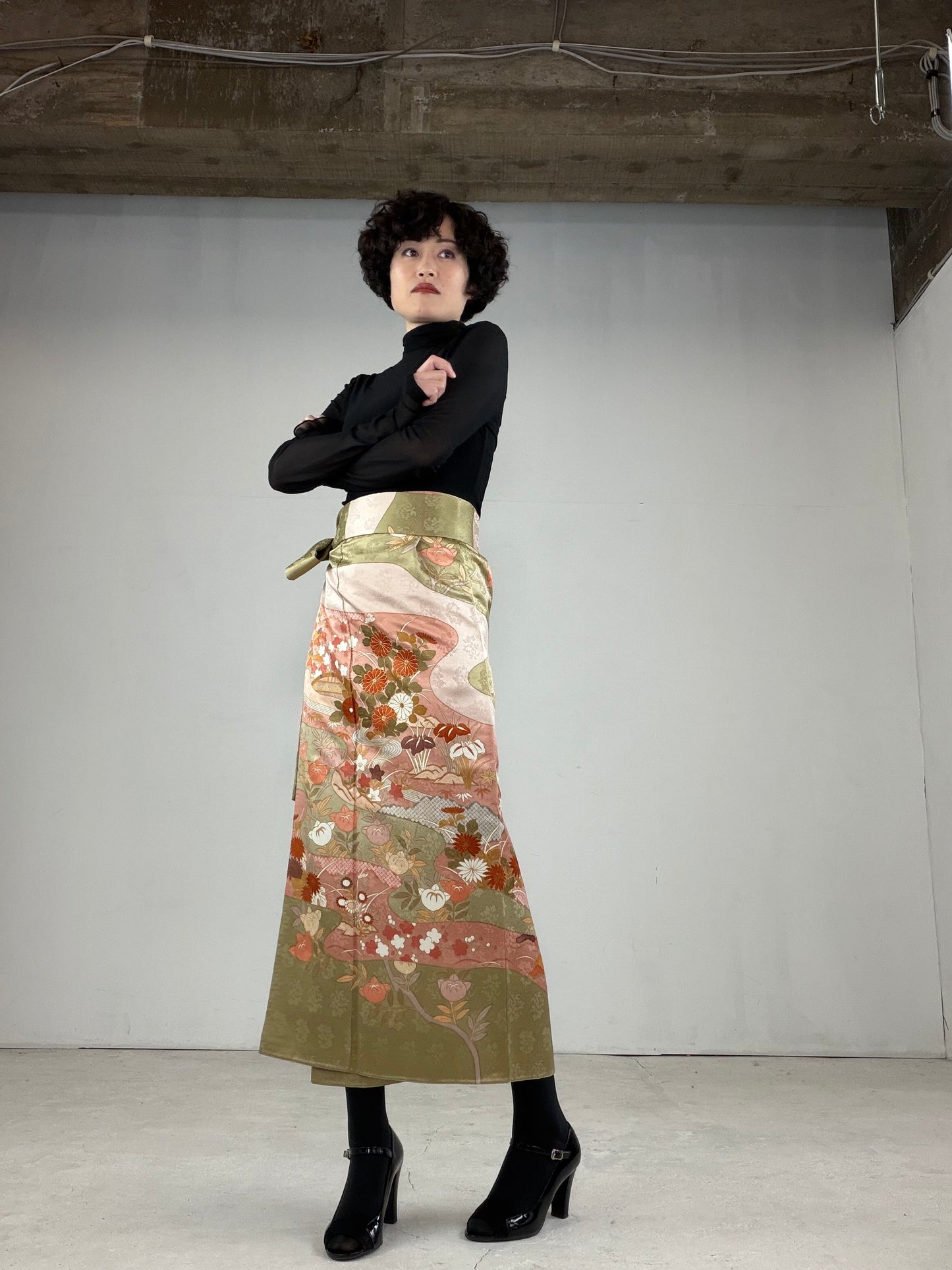 IROTOME SKIRT UPCYCLED FROM JAPANESE KIMONO "IRO114"