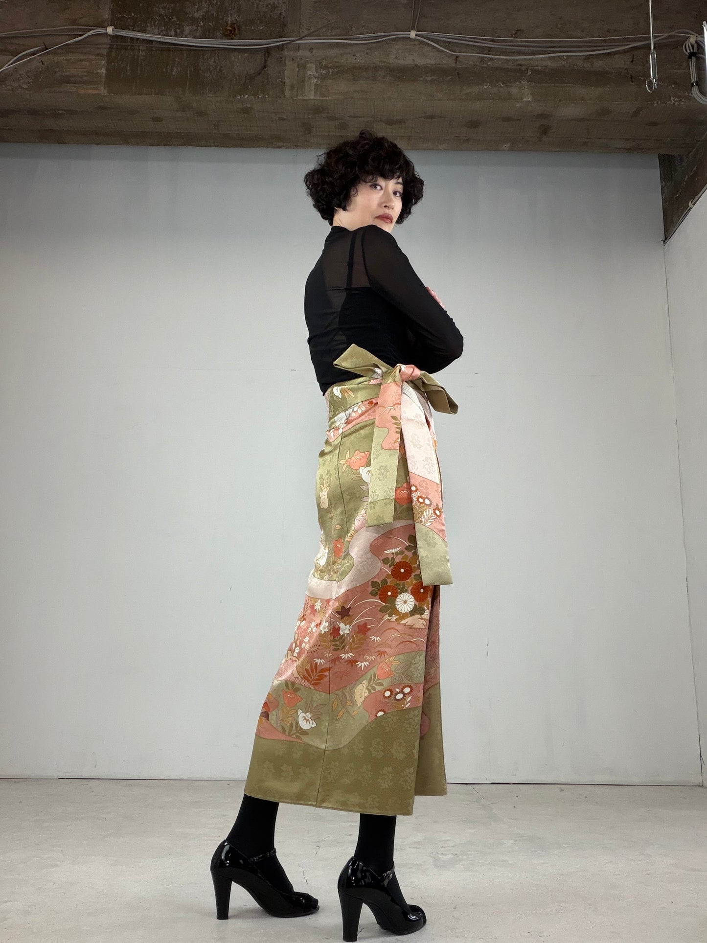 IROTOME SKIRT UPCYCLED FROM JAPANESE KIMONO "IRO114"