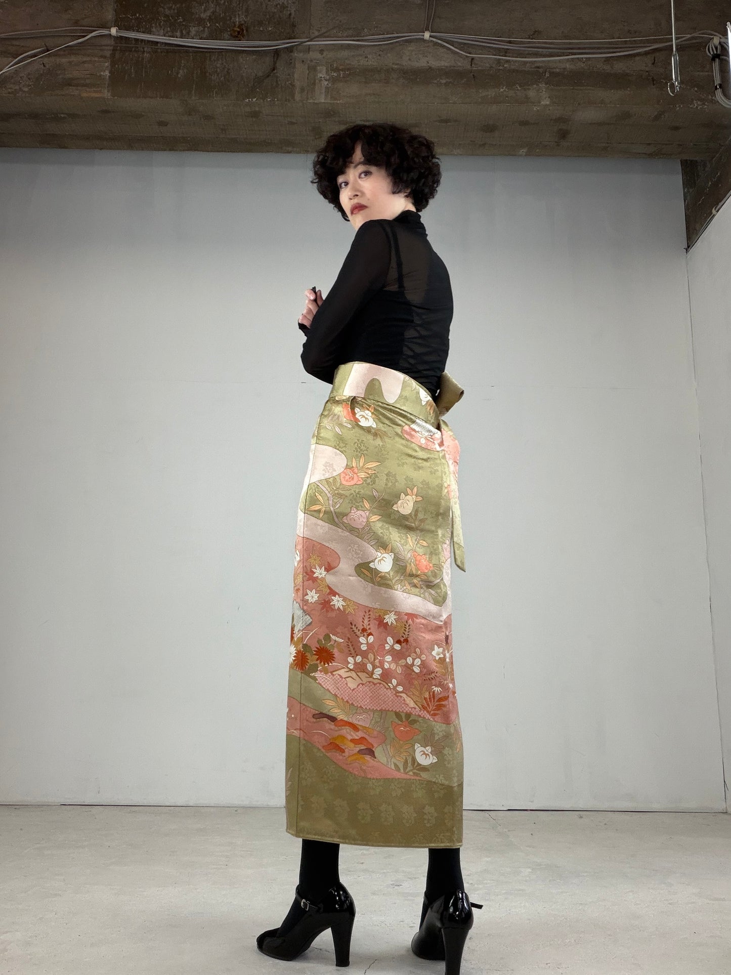 IROTOME SKIRT UPCYCLED FROM JAPANESE KIMONO "IRO114"