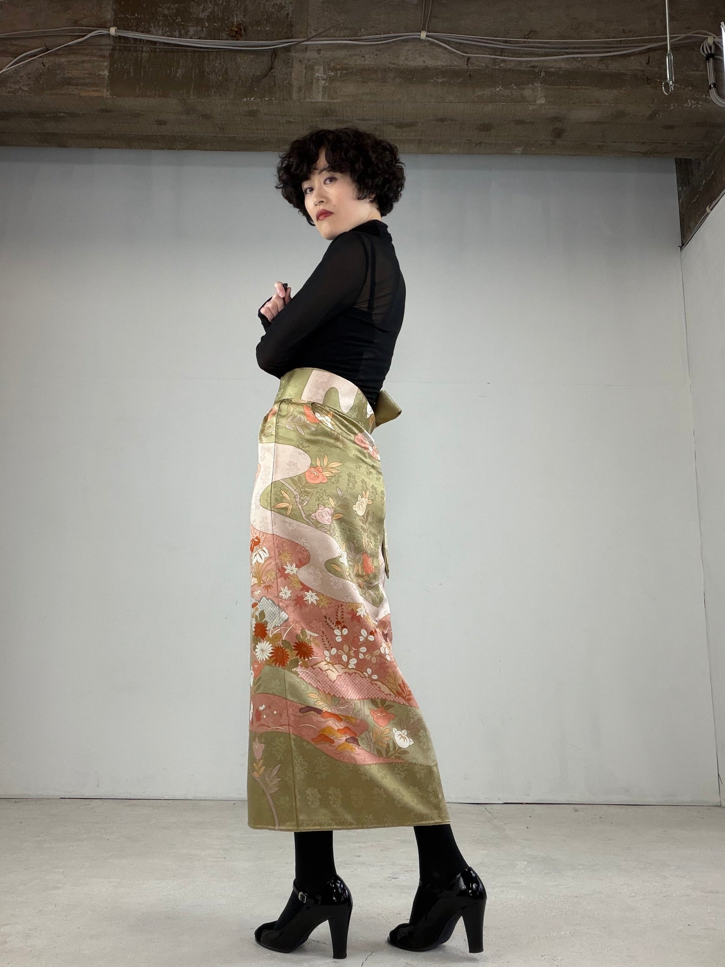 IROTOME SKIRT UPCYCLED FROM JAPANESE KIMONO "IRO114"