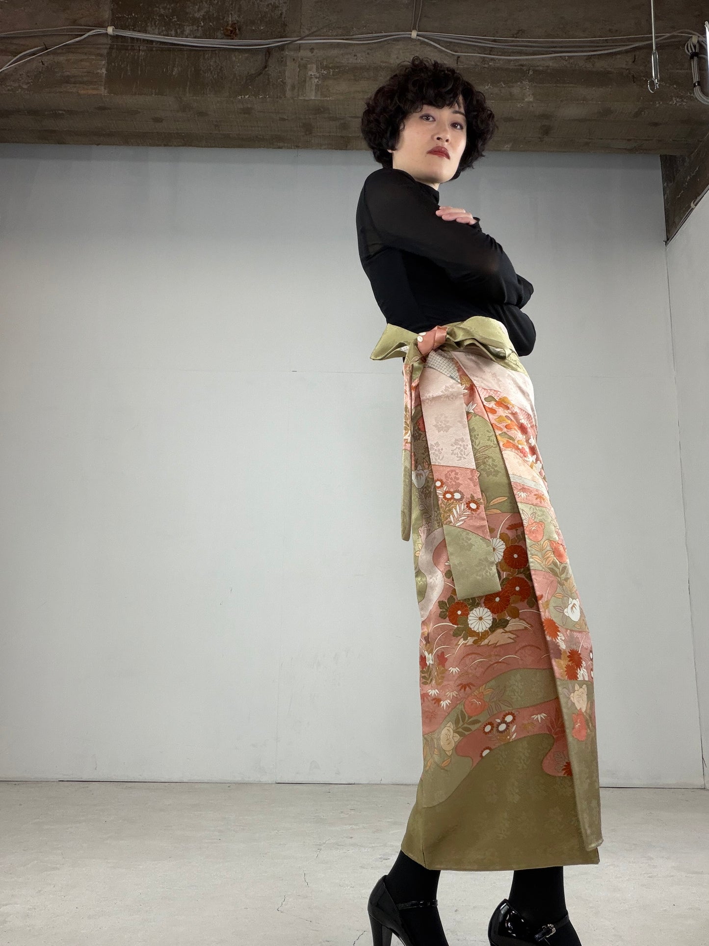 IROTOME SKIRT UPCYCLED FROM JAPANESE KIMONO "IRO114"