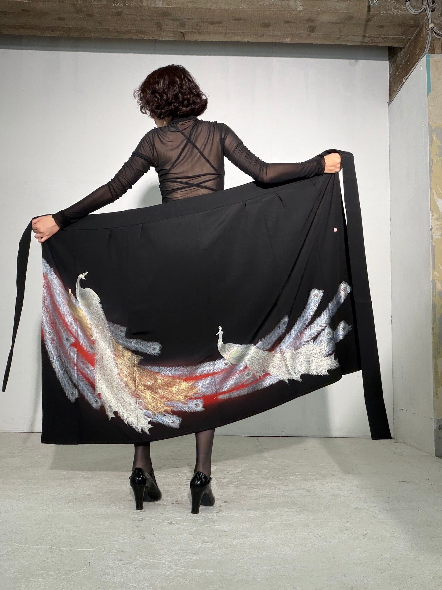 EDO-ZUMA SKIRT UPCYCLED FROM JAPANESE KIMONO "EDO062"*damage