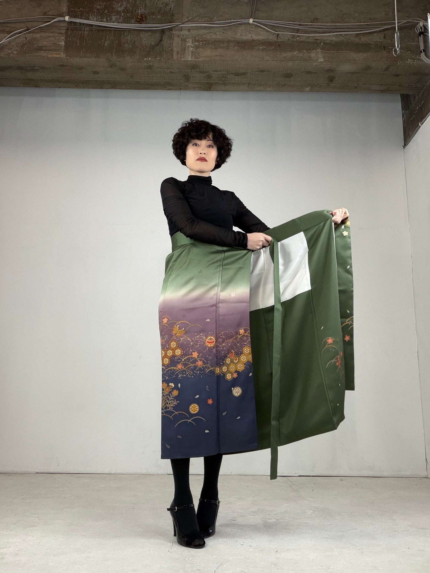IROTOME SKIRT UPCYCLED FROM JAPANESE KIMONO "IRO113"