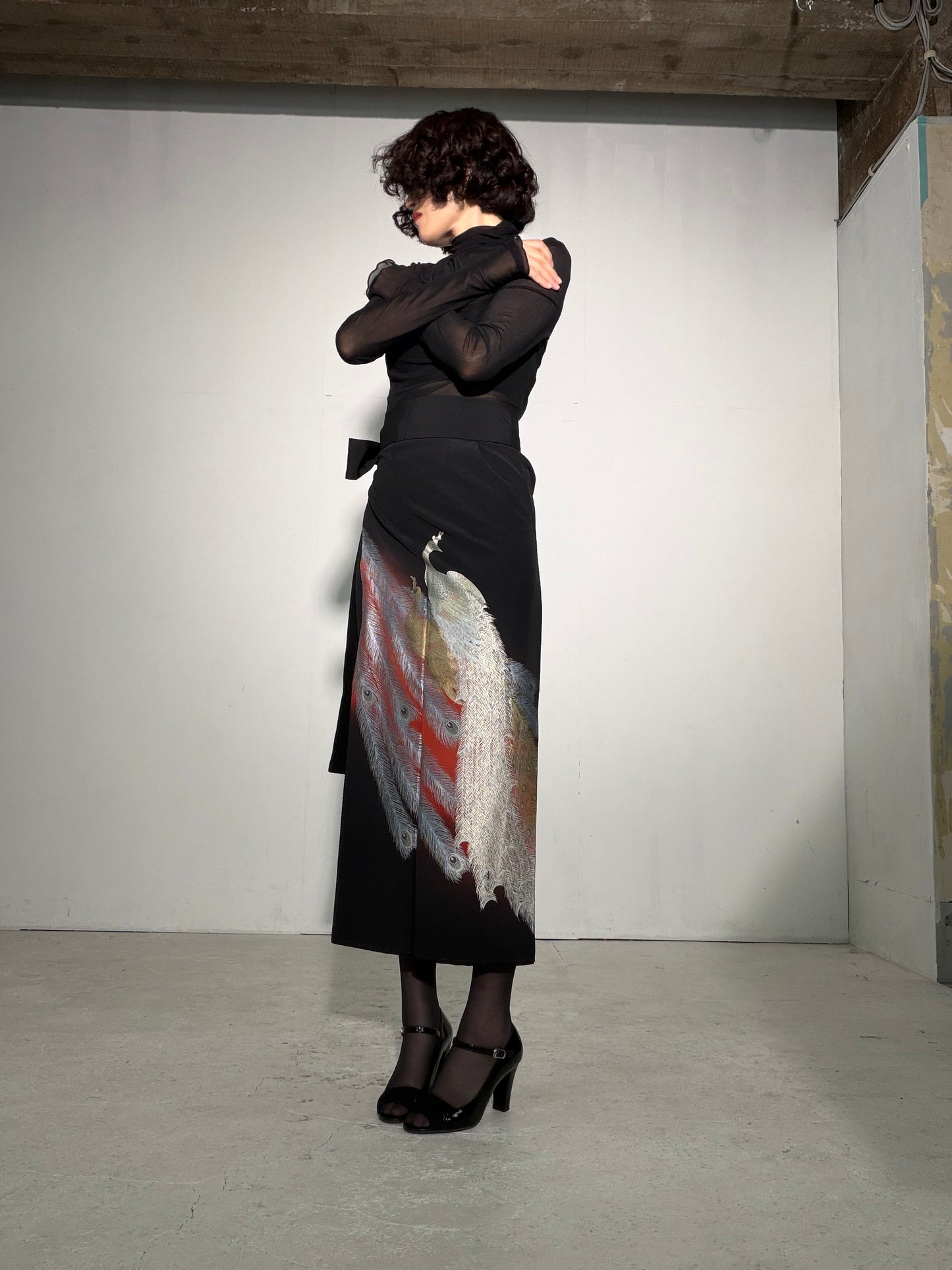 EDO-ZUMA SKIRT UPCYCLED FROM JAPANESE KIMONO "EDO062"*damage