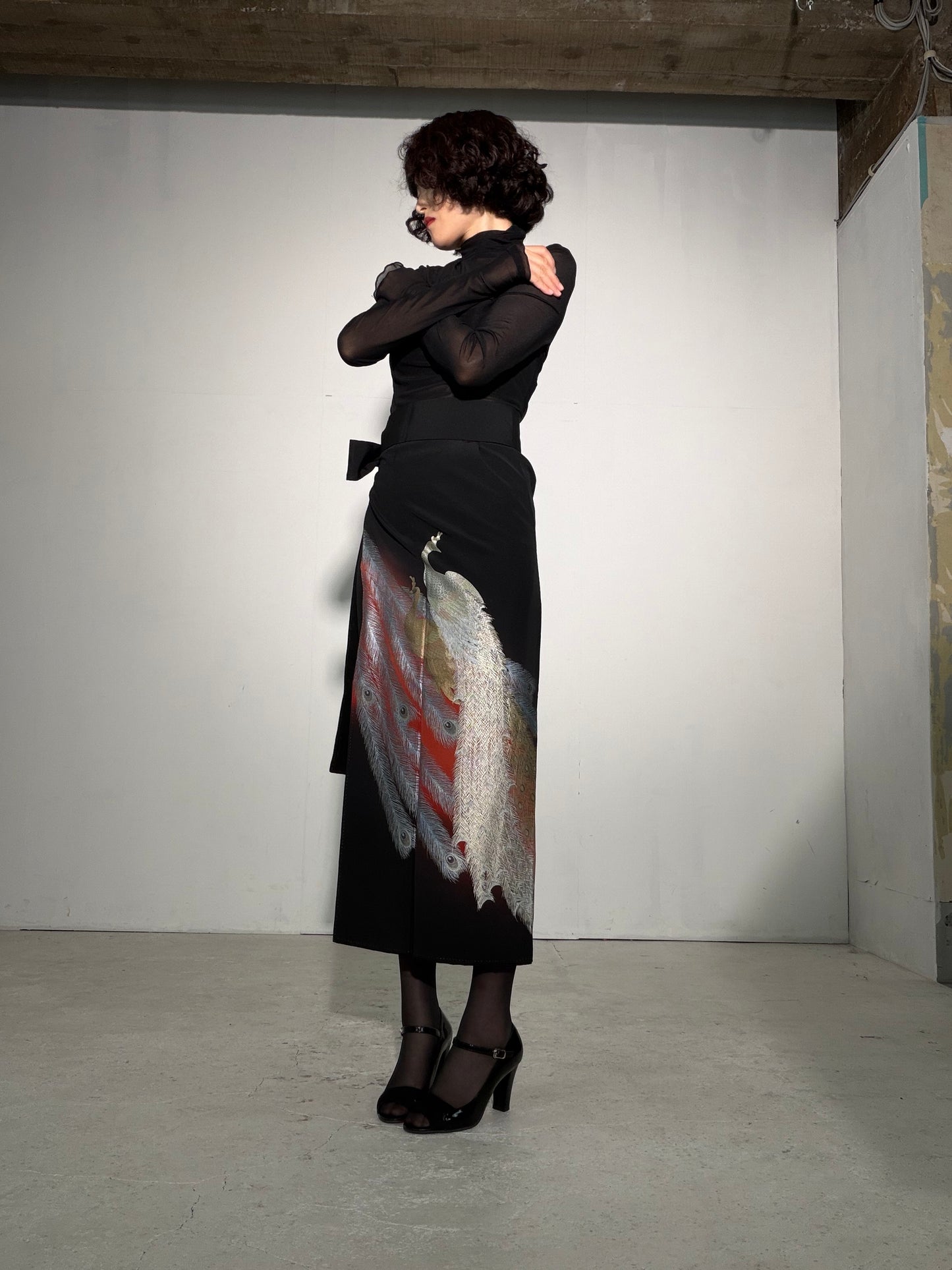EDO-ZUMA SKIRT UPCYCLED FROM JAPANESE KIMONO "EDO062"*damage