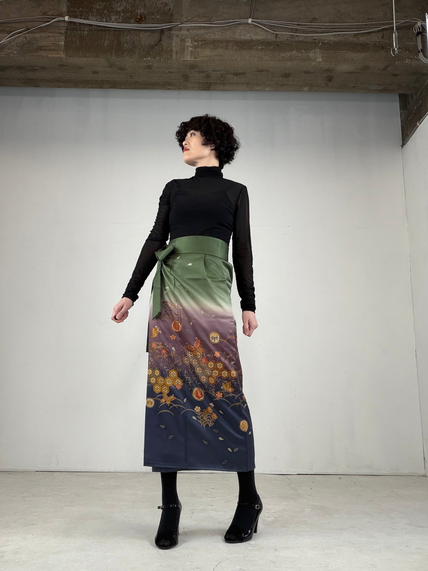 IROTOME SKIRT UPCYCLED FROM JAPANESE KIMONO "IRO113"
