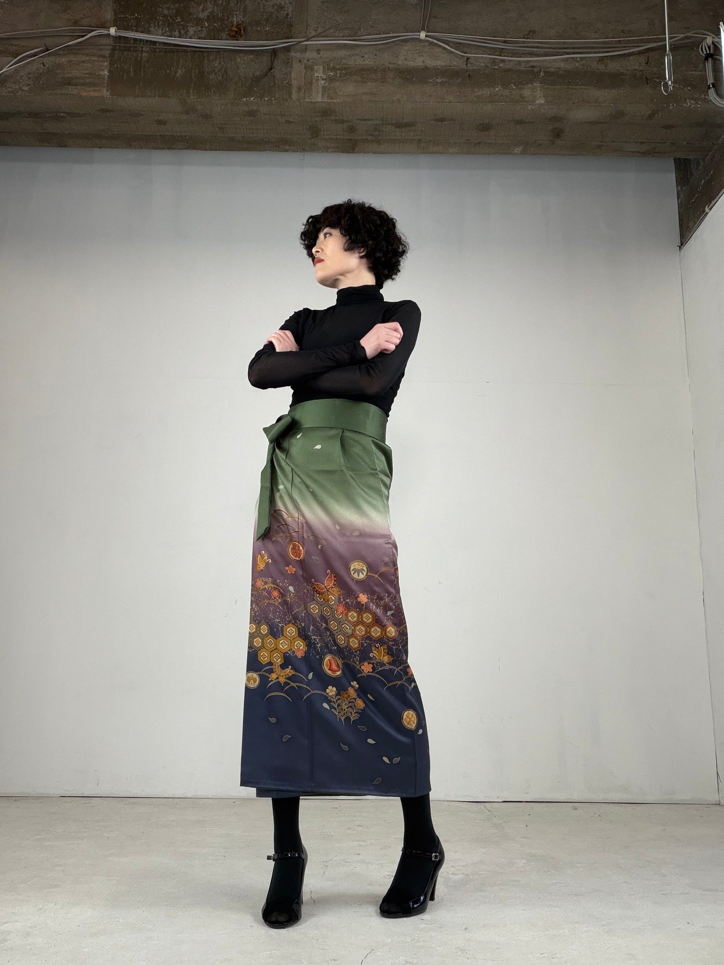 IROTOME SKIRT UPCYCLED FROM JAPANESE KIMONO "IRO113"