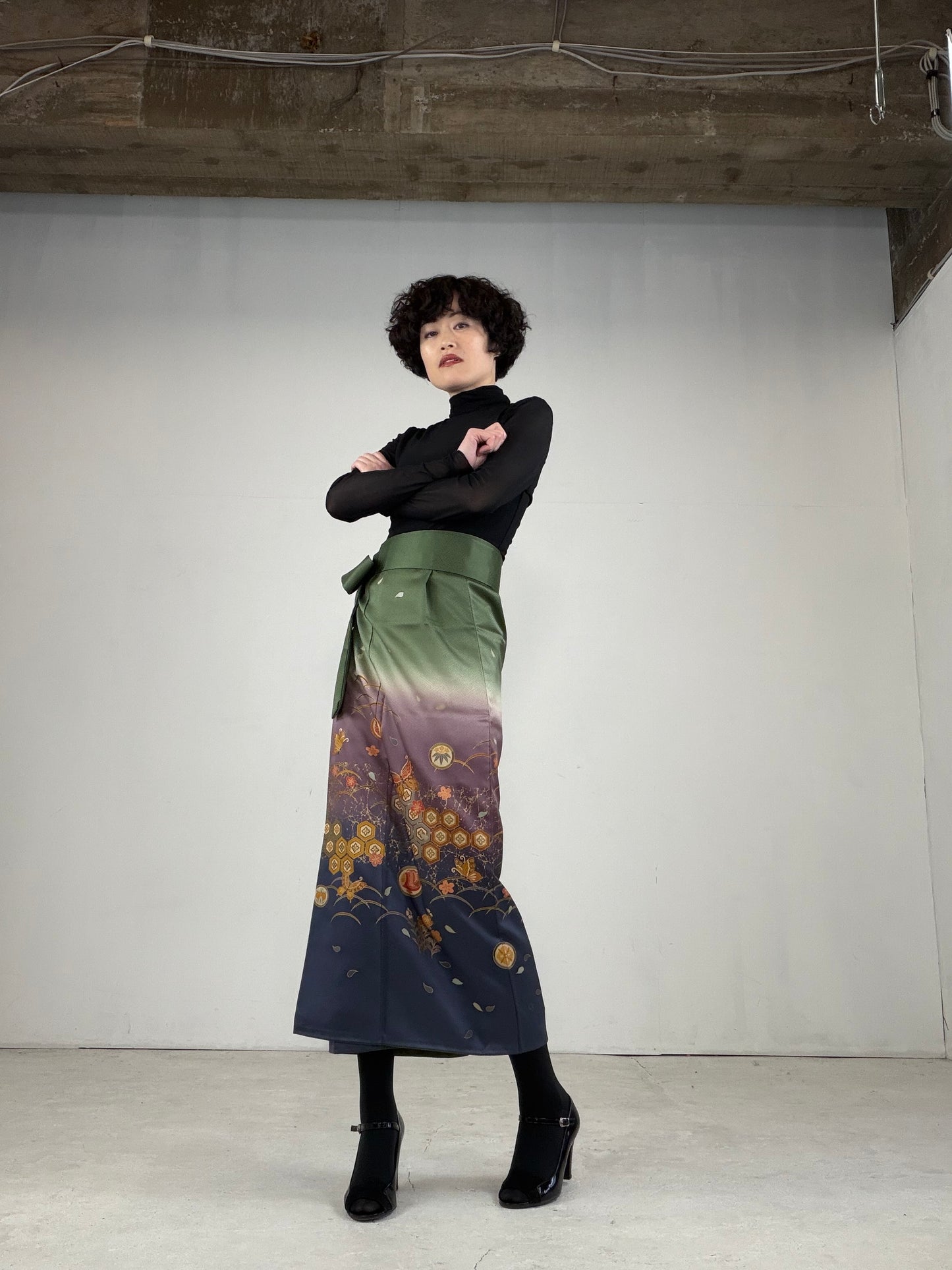 IROTOME SKIRT UPCYCLED FROM JAPANESE KIMONO "IRO113"