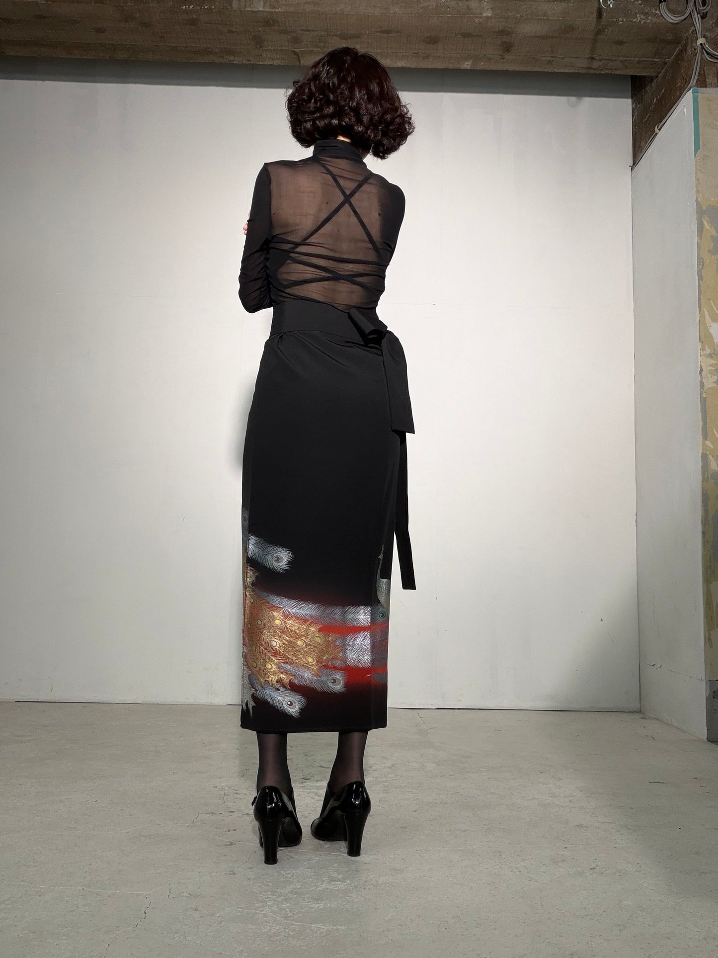 EDO-ZUMA SKIRT UPCYCLED FROM JAPANESE KIMONO "EDO062"*damage