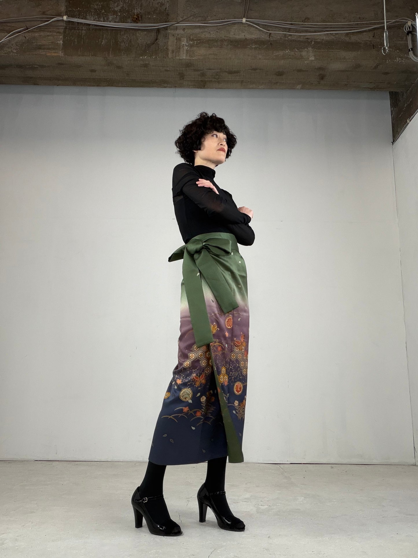 IROTOME SKIRT UPCYCLED FROM JAPANESE KIMONO "IRO113"