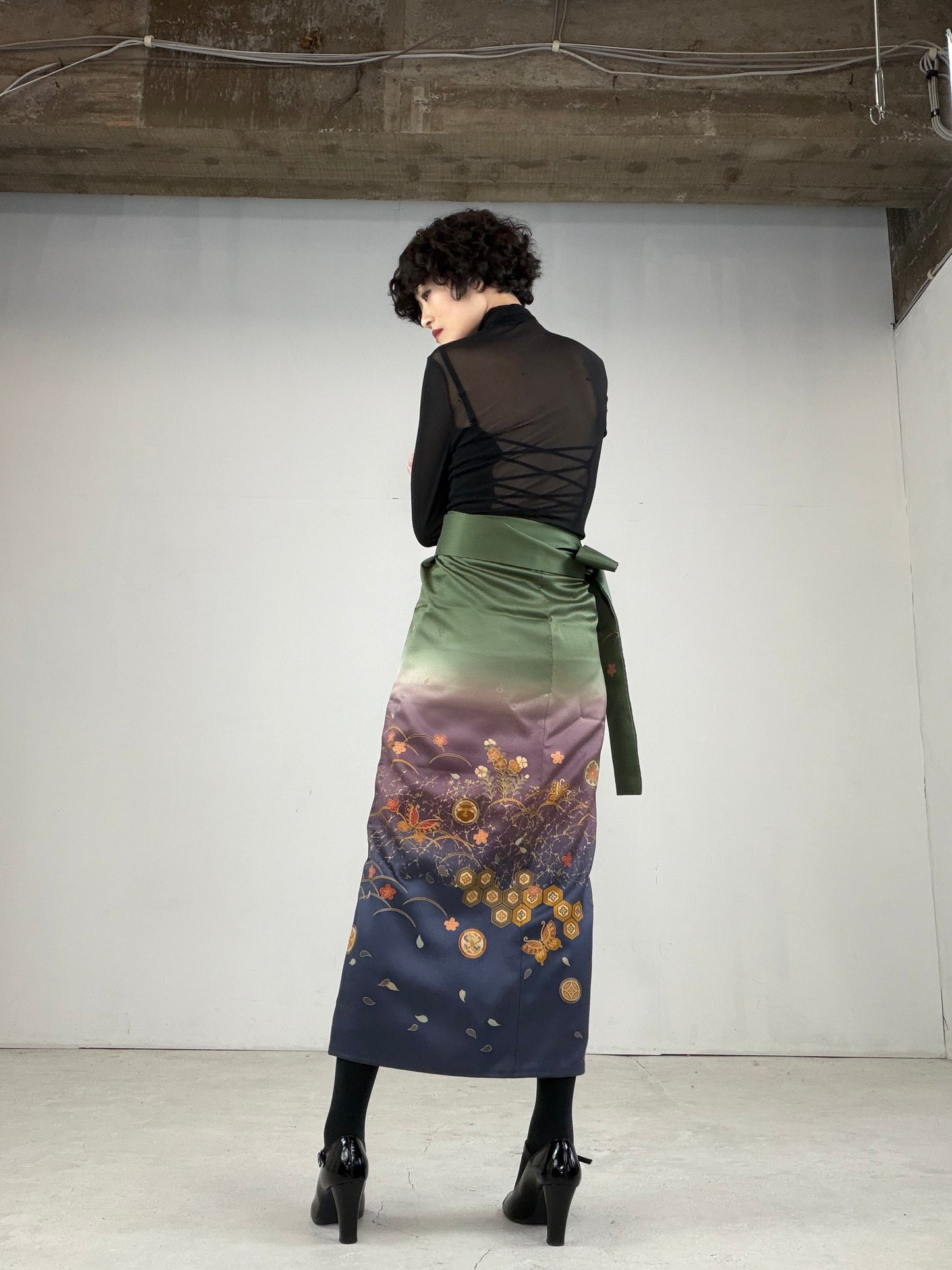 IROTOME SKIRT UPCYCLED FROM JAPANESE KIMONO "IRO113"