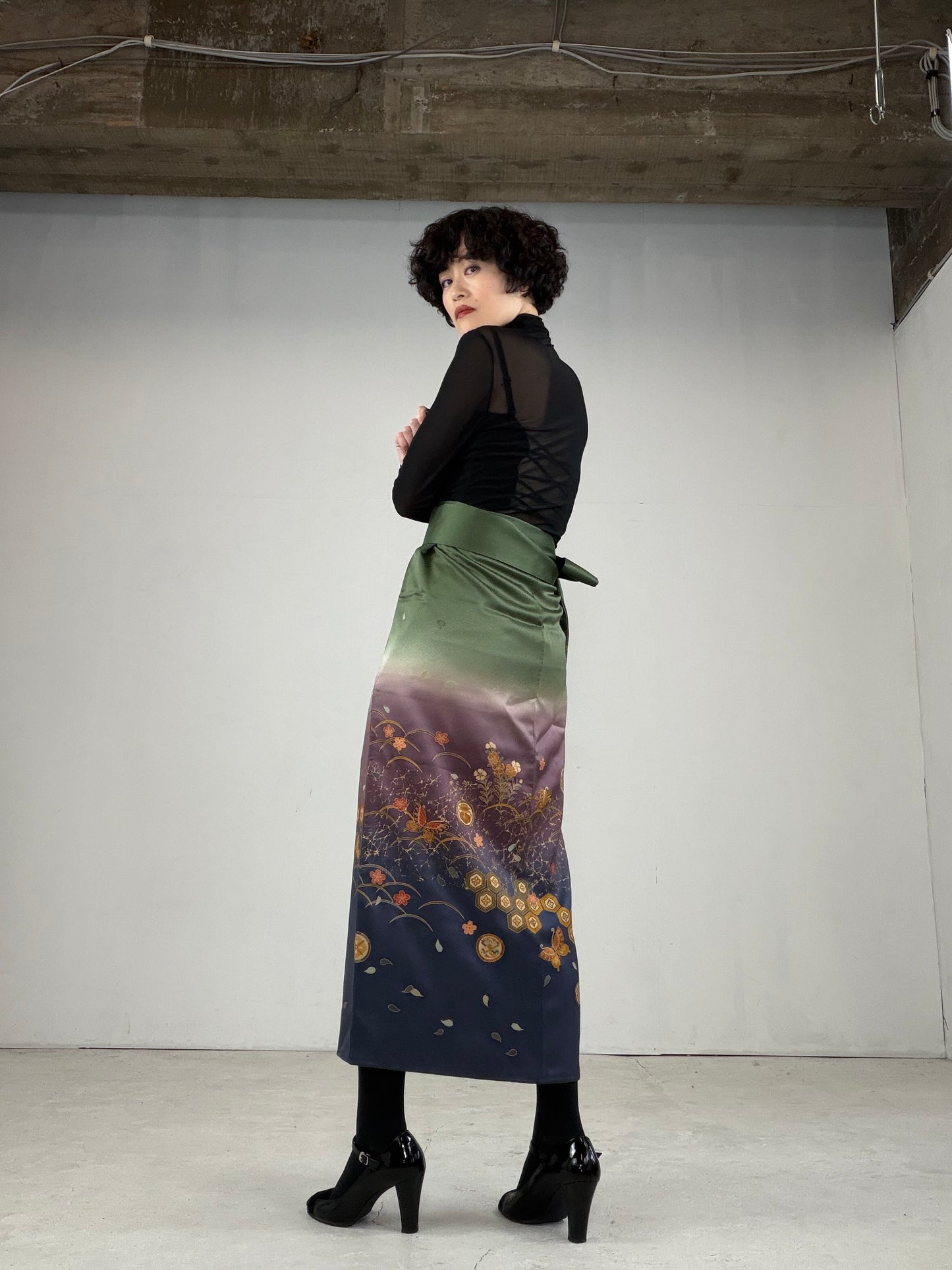 IROTOME SKIRT UPCYCLED FROM JAPANESE KIMONO "IRO113"
