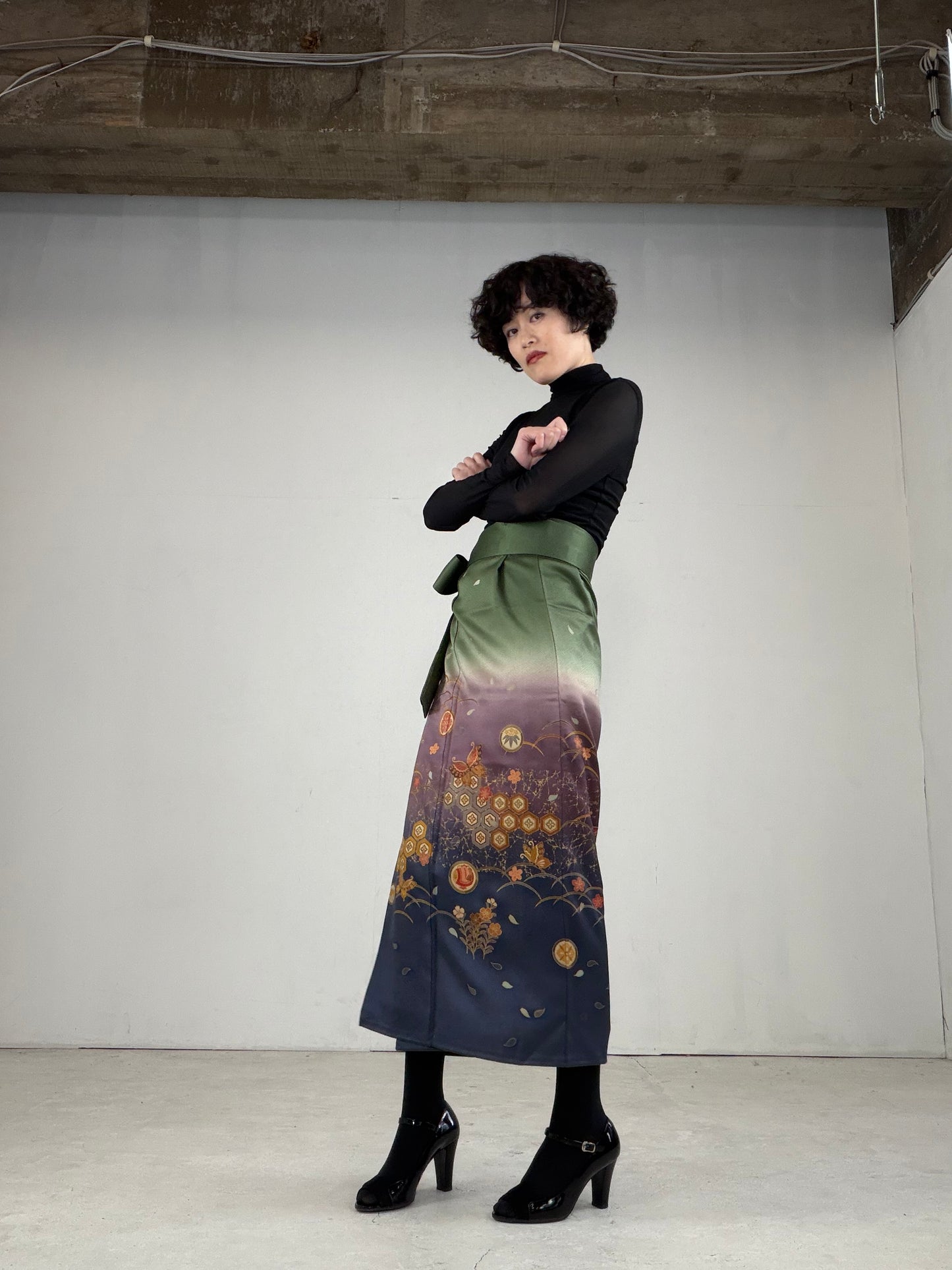 IROTOME SKIRT UPCYCLED FROM JAPANESE KIMONO "IRO113"