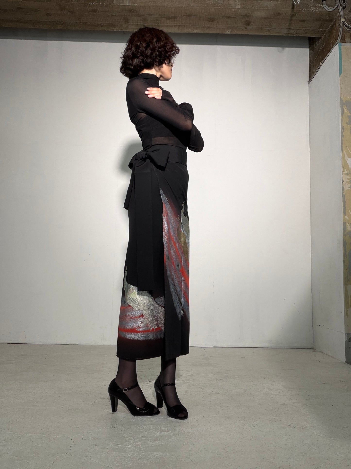 EDO-ZUMA SKIRT UPCYCLED FROM JAPANESE KIMONO "EDO062"*damage