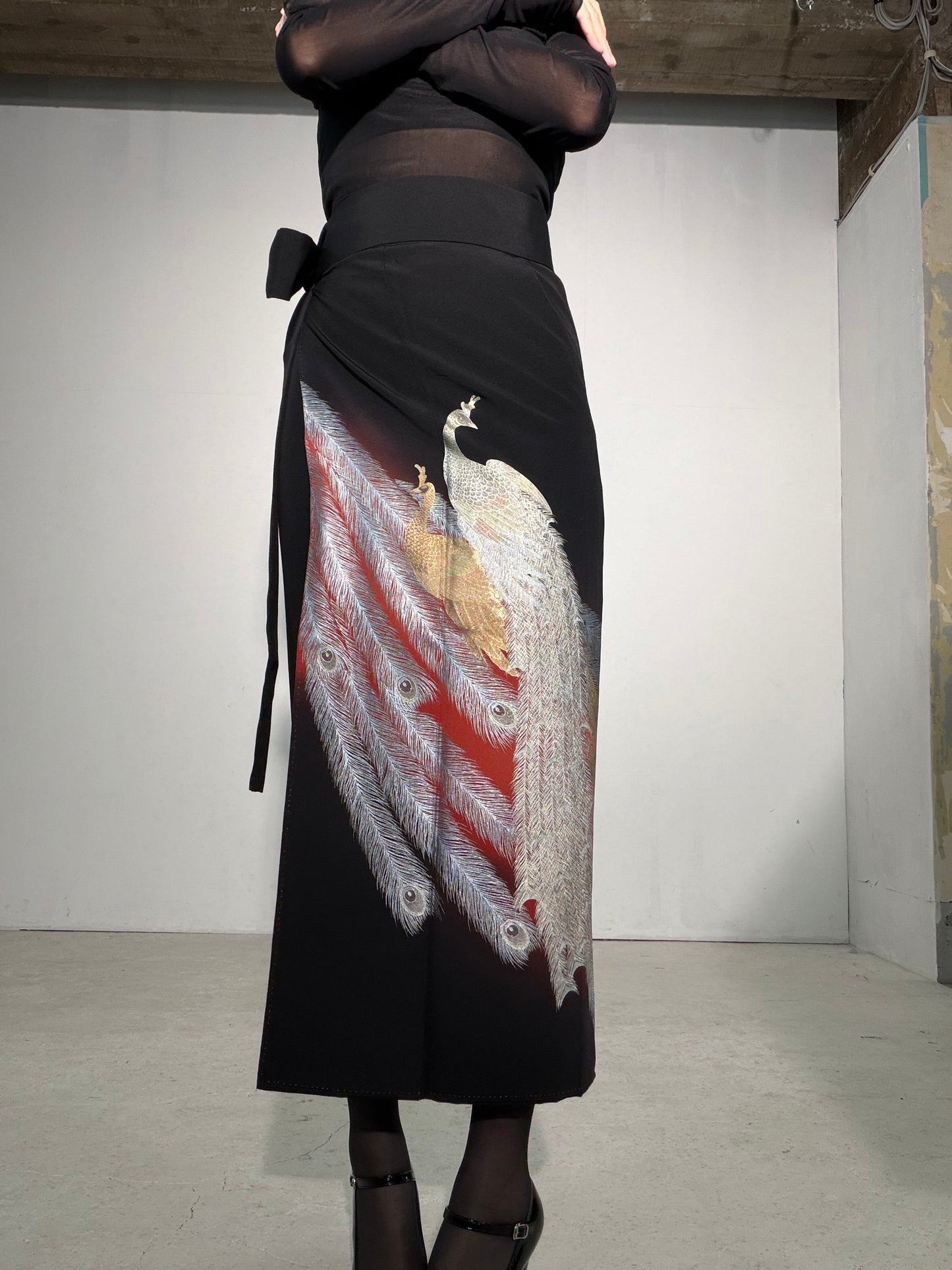EDO-ZUMA SKIRT UPCYCLED FROM JAPANESE KIMONO "EDO062"*damage