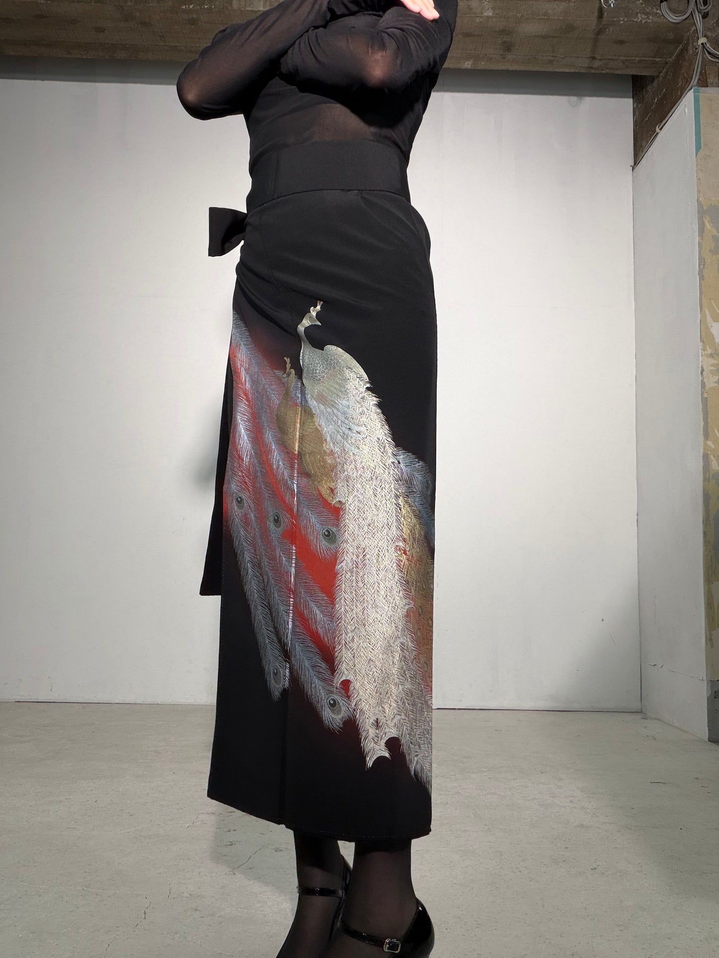 EDO-ZUMA SKIRT UPCYCLED FROM JAPANESE KIMONO "EDO062"*damage