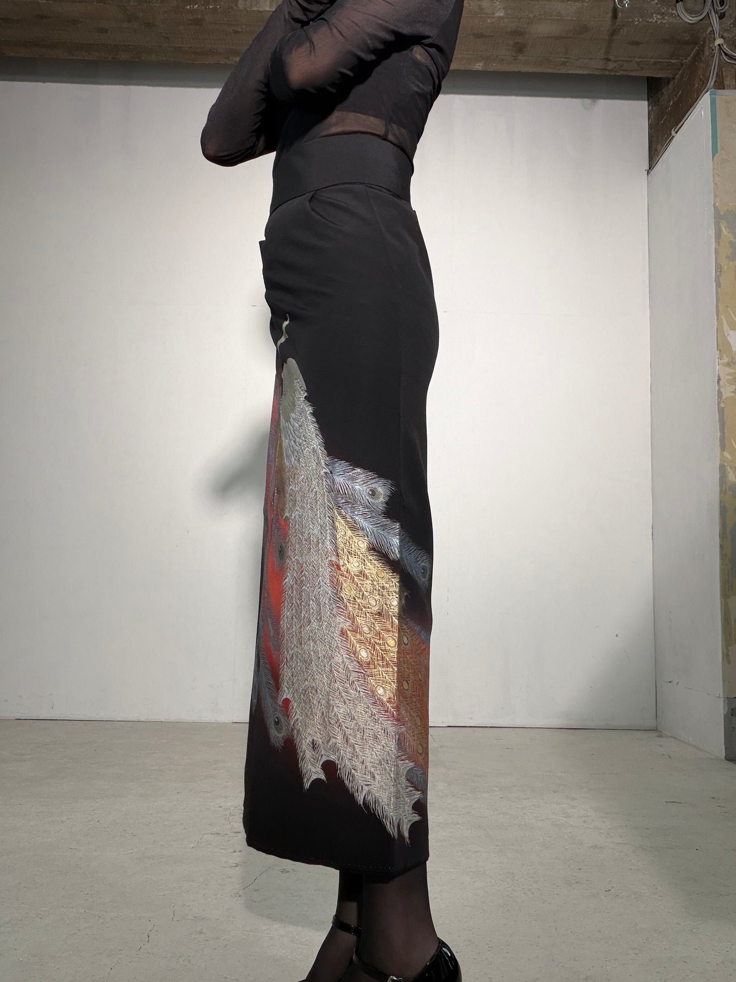 EDO-ZUMA SKIRT UPCYCLED FROM JAPANESE KIMONO "EDO062"*damage