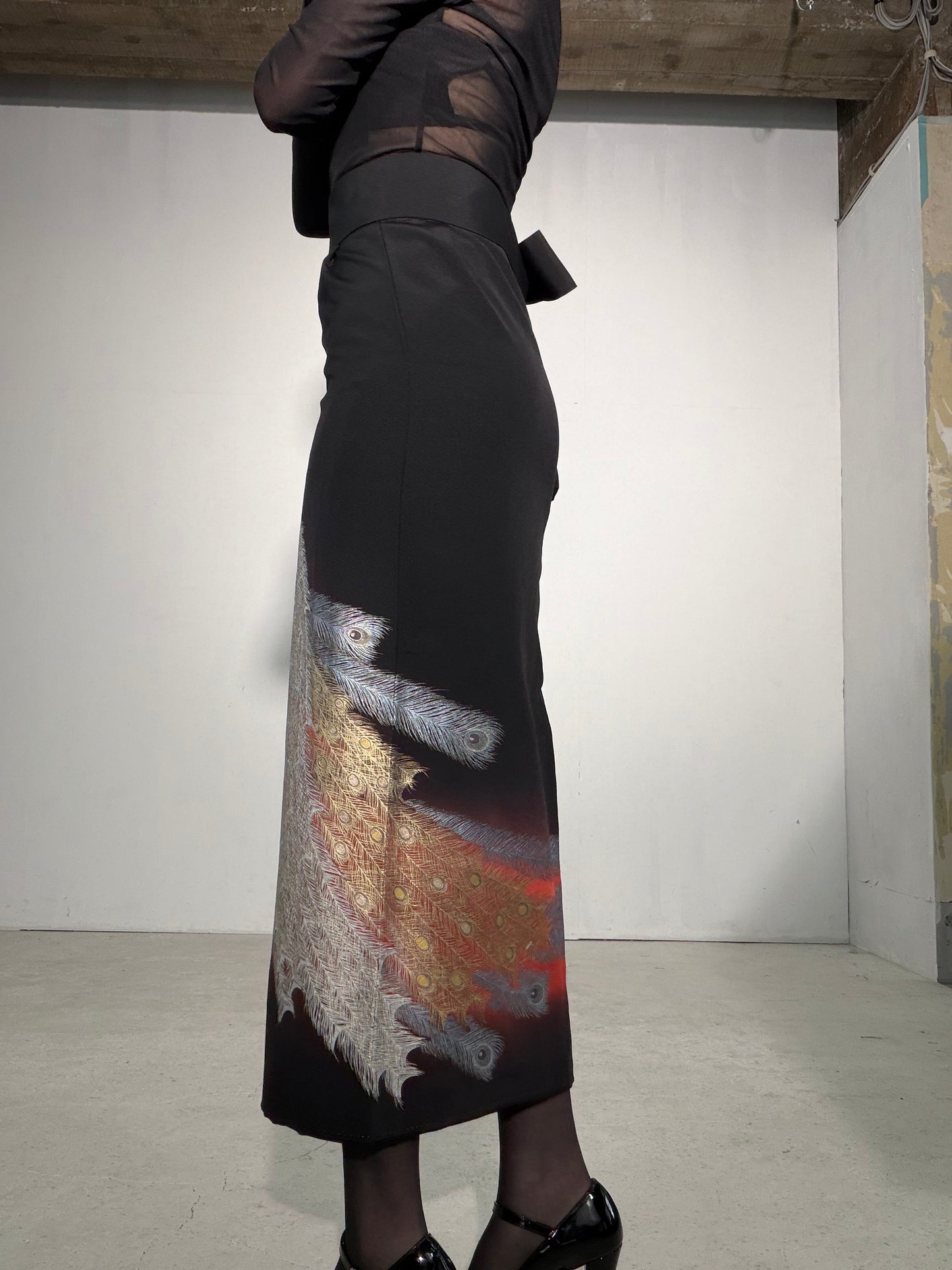 EDO-ZUMA SKIRT UPCYCLED FROM JAPANESE KIMONO "EDO062"*damage
