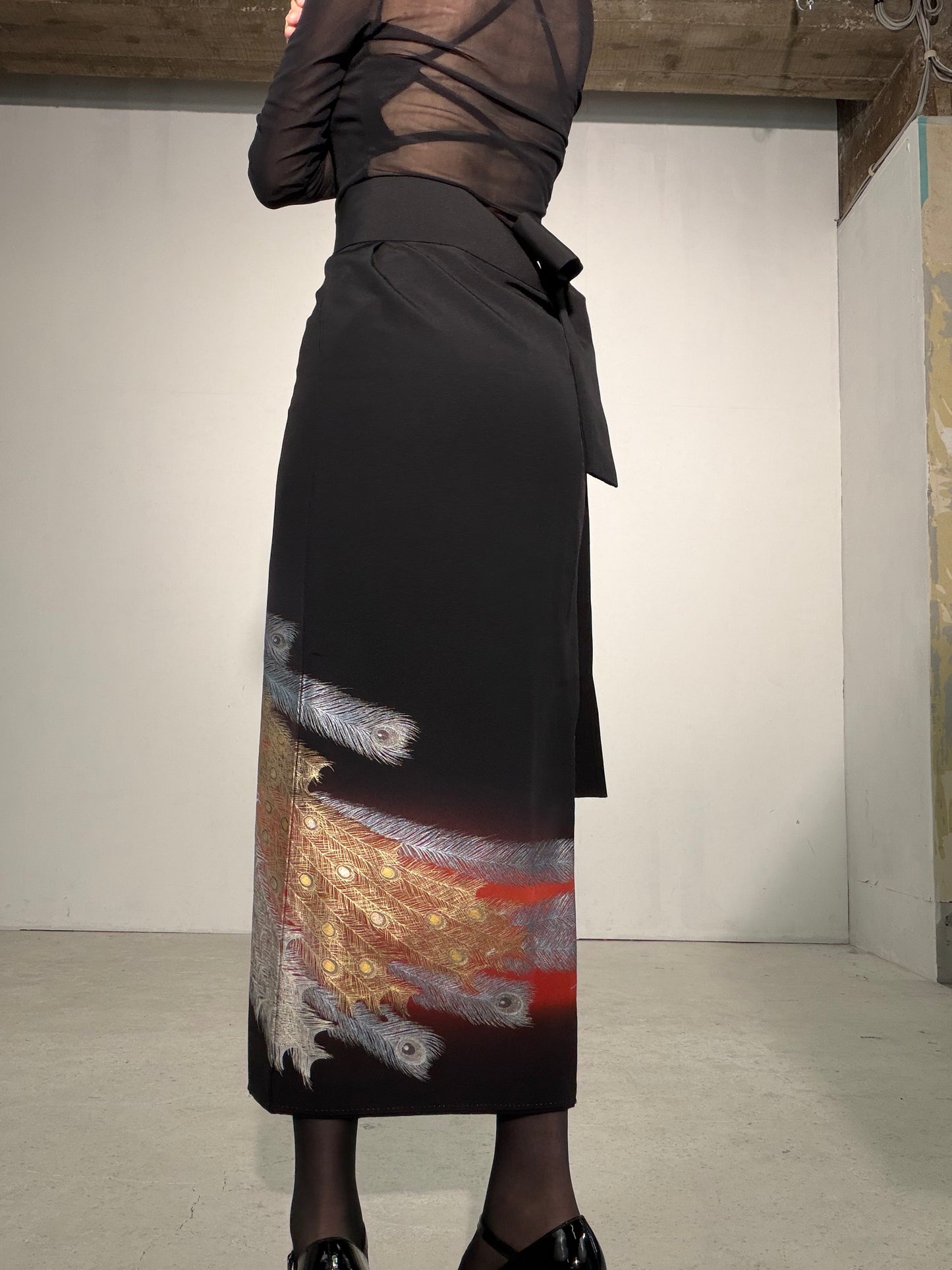 EDO-ZUMA SKIRT UPCYCLED FROM JAPANESE KIMONO "EDO062"*damage