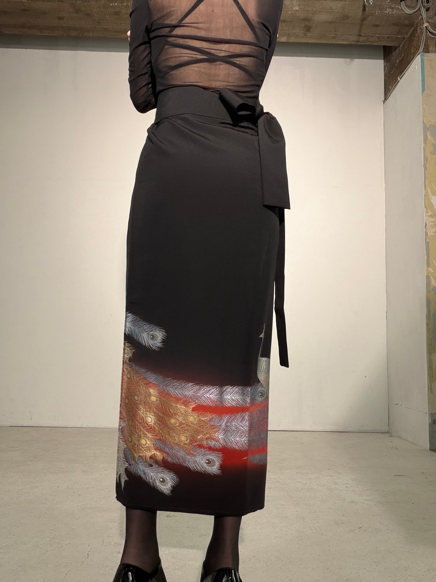 EDO-ZUMA SKIRT UPCYCLED FROM JAPANESE KIMONO "EDO062"*damage