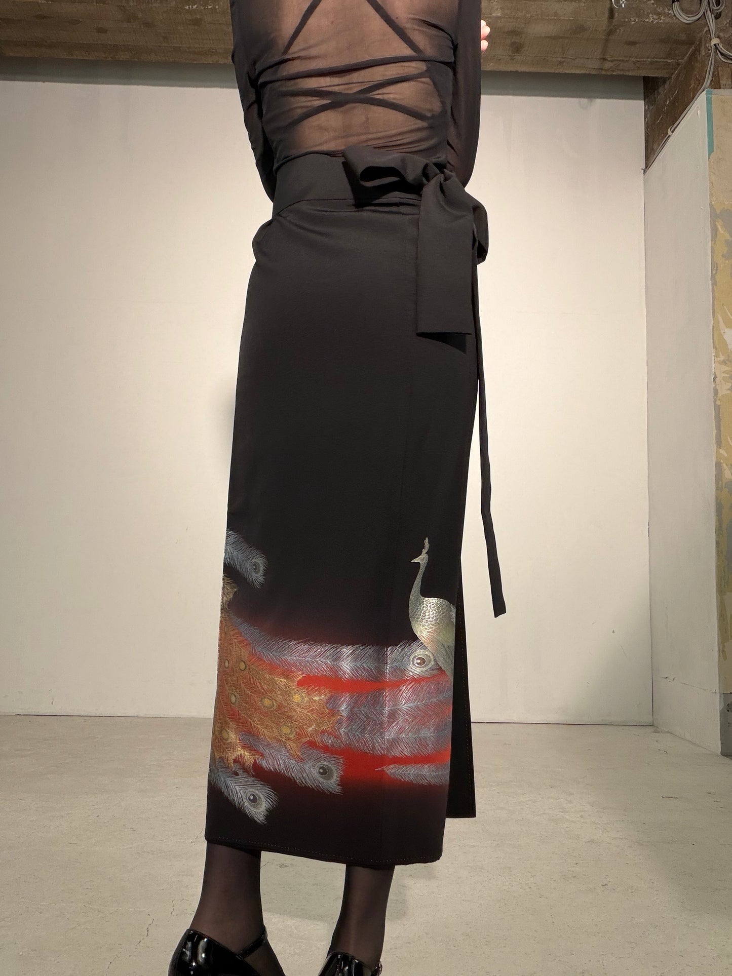 EDO-ZUMA SKIRT UPCYCLED FROM JAPANESE KIMONO "EDO062"*damage